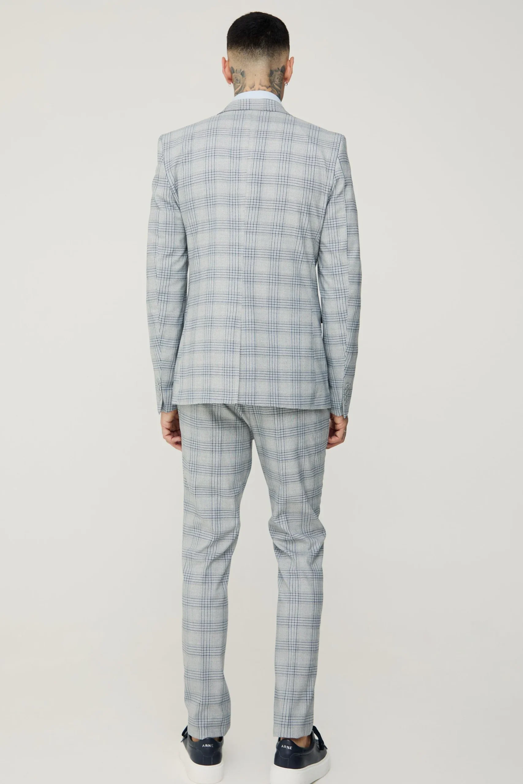 Tall Checked Skinny Fit Blazer | BoohooMAN UK
