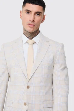 Tall Checked Skinny Fit Blazer | BoohooMAN UK
