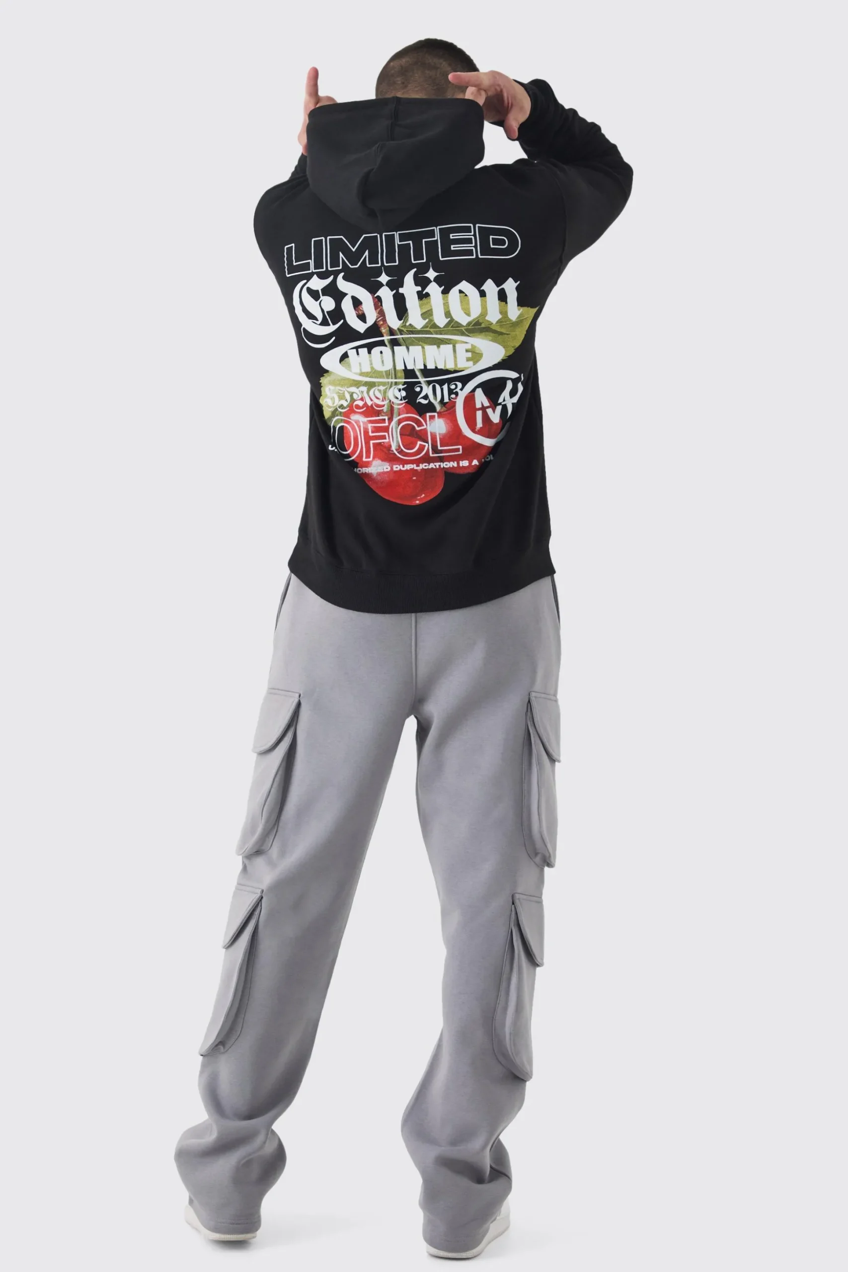 Tall Cherry Graphic Back Print Oversized Hoodie | BoohooMAN UK