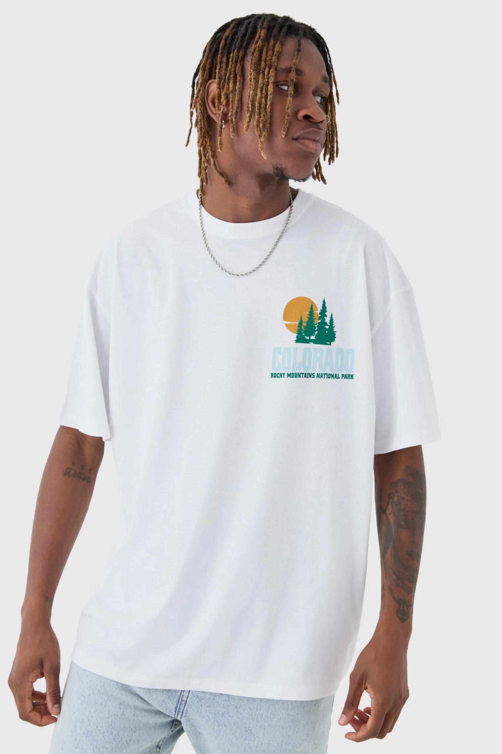 Tall Colorado Back Printed Oversized T-Shirt | BoohooMAN UK