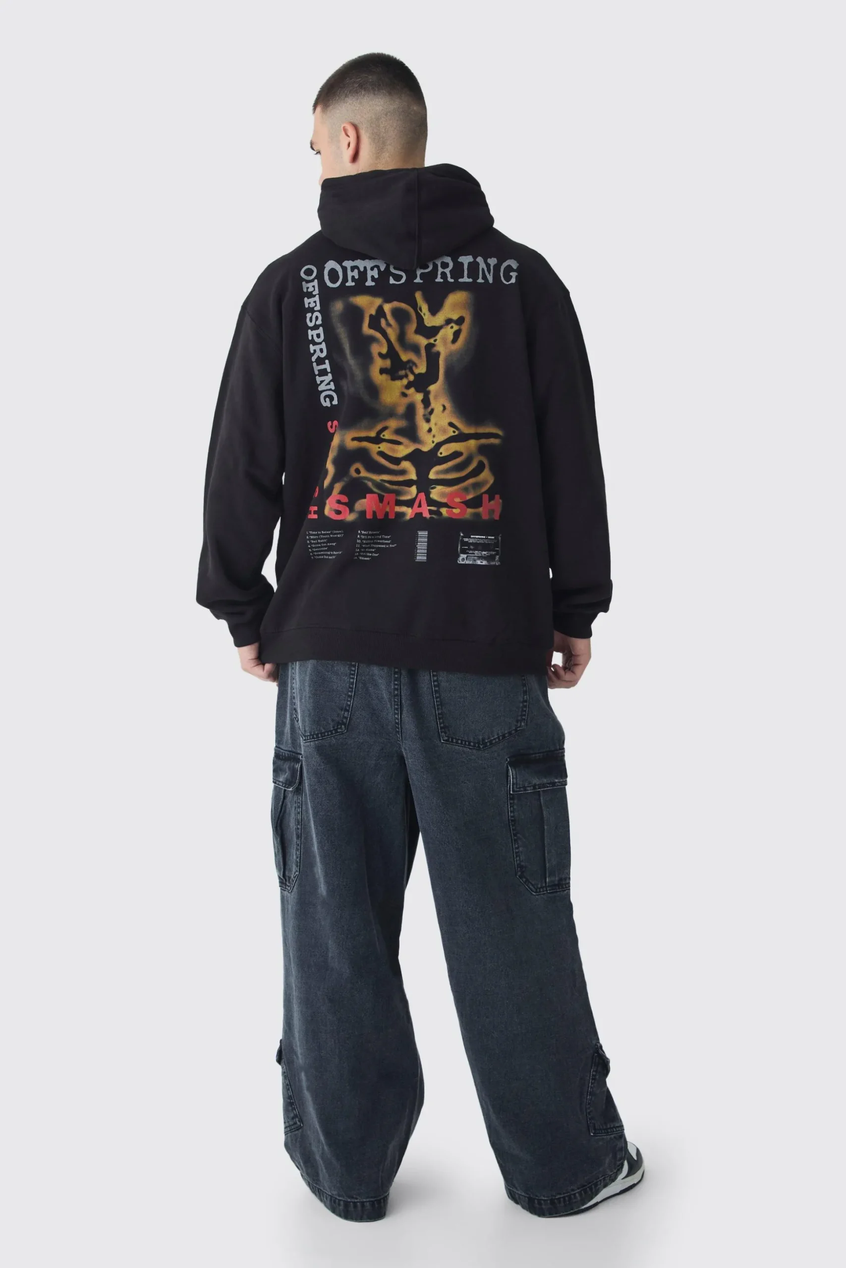 Tall Elasticated Waist Acid Wash Parachute Cargo Jeans | BoohooMAN UK