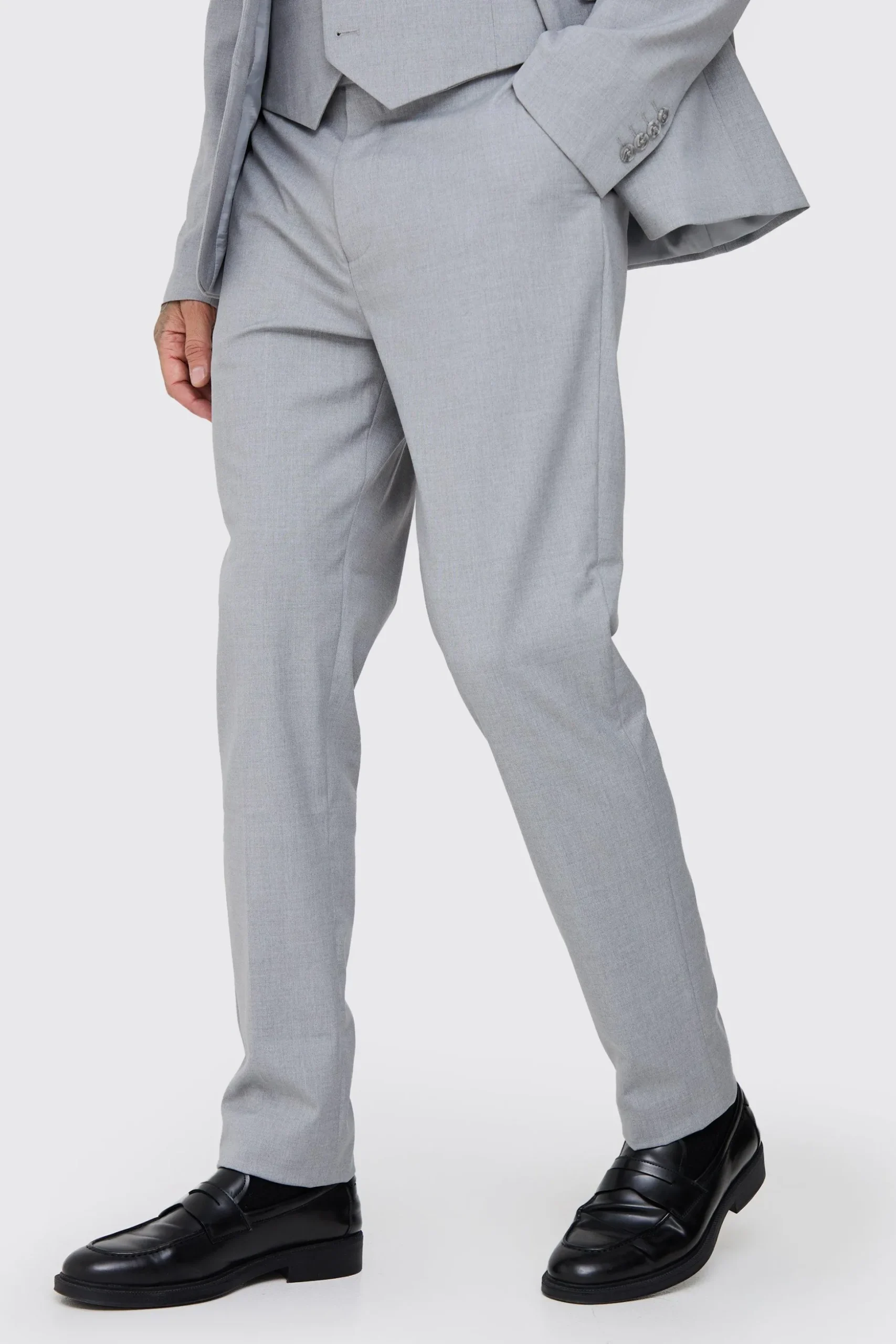 Tall Essential Slim Fit Suit Trouser In Grey | BoohooMAN UK