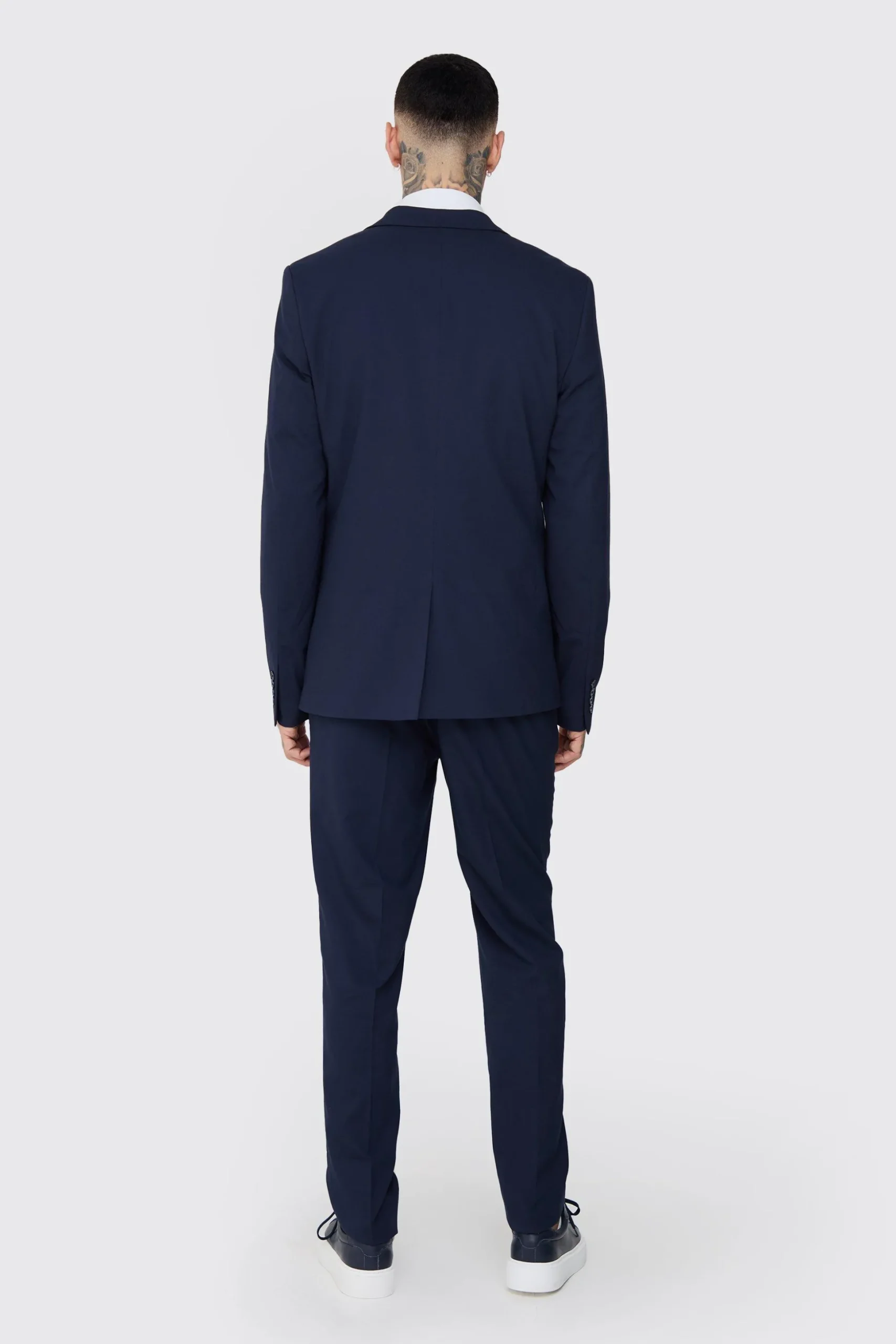 Tall Essential Slim Fit Suit Jacket In Navy | BoohooMAN UK