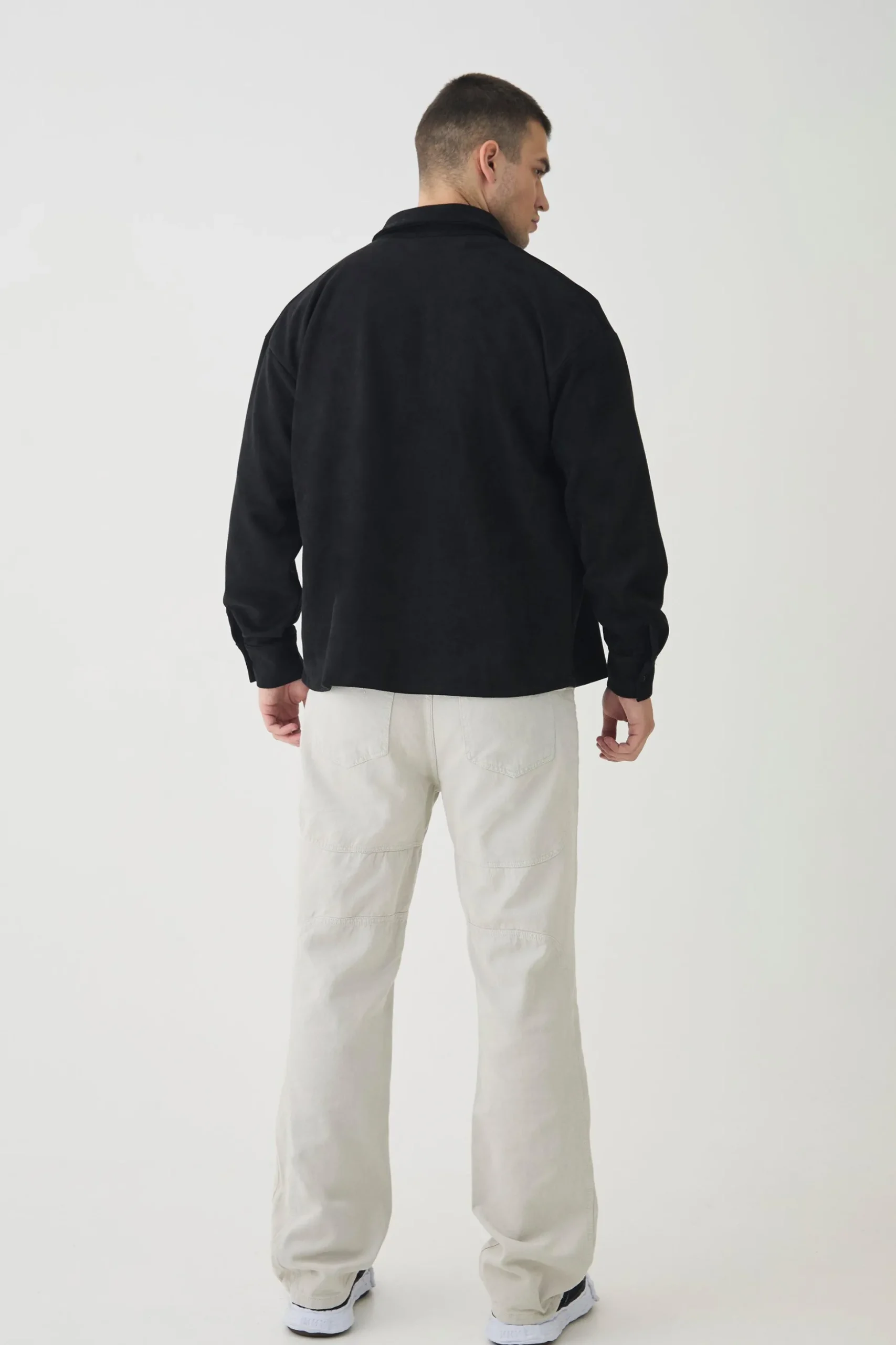 Tall Faux Suede Button Through Overshirt | BoohooMAN UK