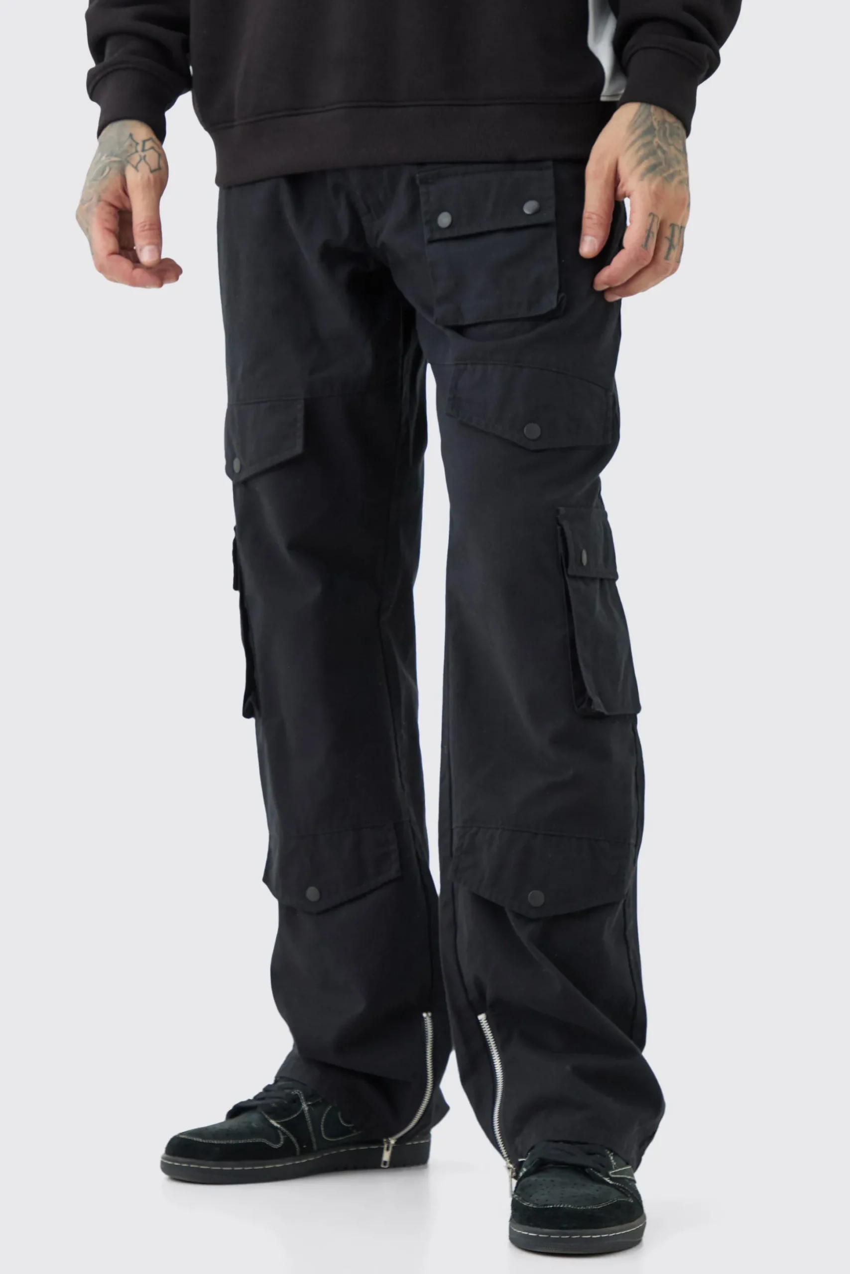 Tall Fixed Waist Relaxed Fit Cargo Trouser | BoohooMAN UK