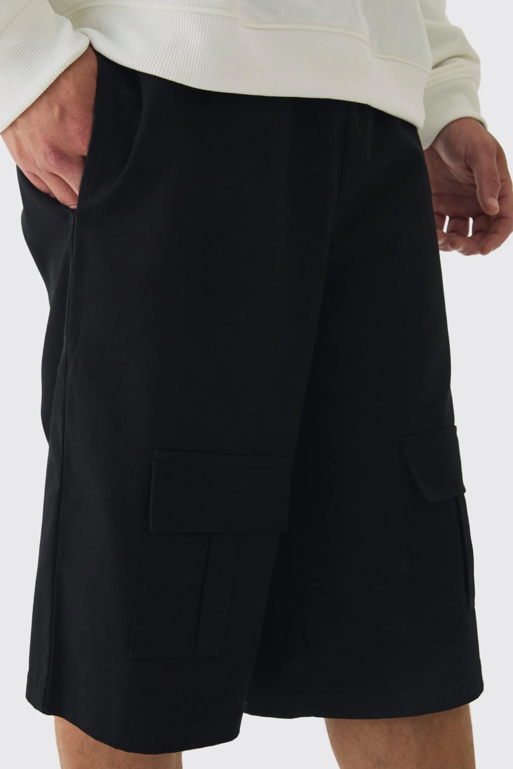 Tall Front Pocket Twill Overdyed Cargo Jort | BoohooMAN UK