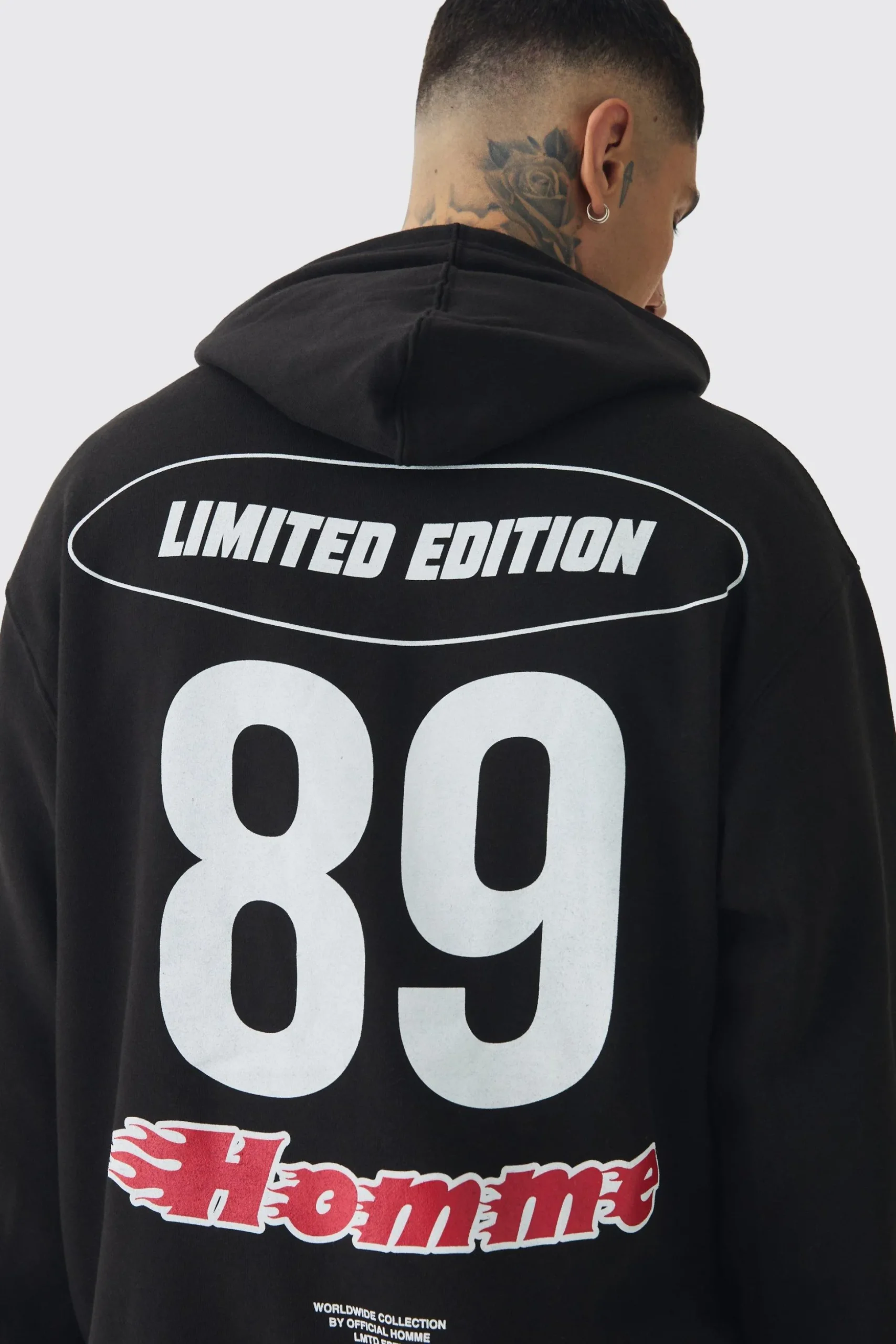 Tall Homme Racing Oversized Hoodie | BoohooMAN UK