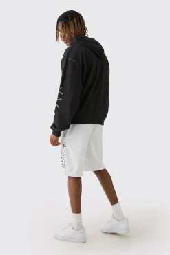 Tall Loose Fit Embroidery Shorts | BoohooMAN UK