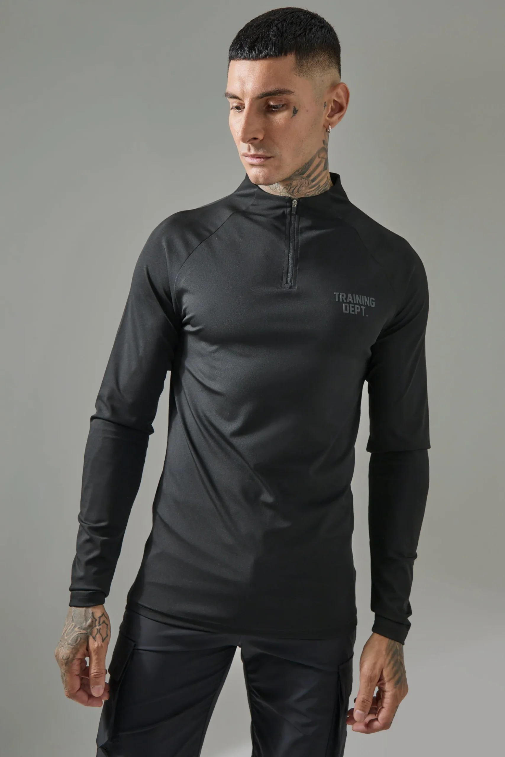 Tall Man Active Training Dept Muscle Fit 1/4 Zip | BoohooMAN UK