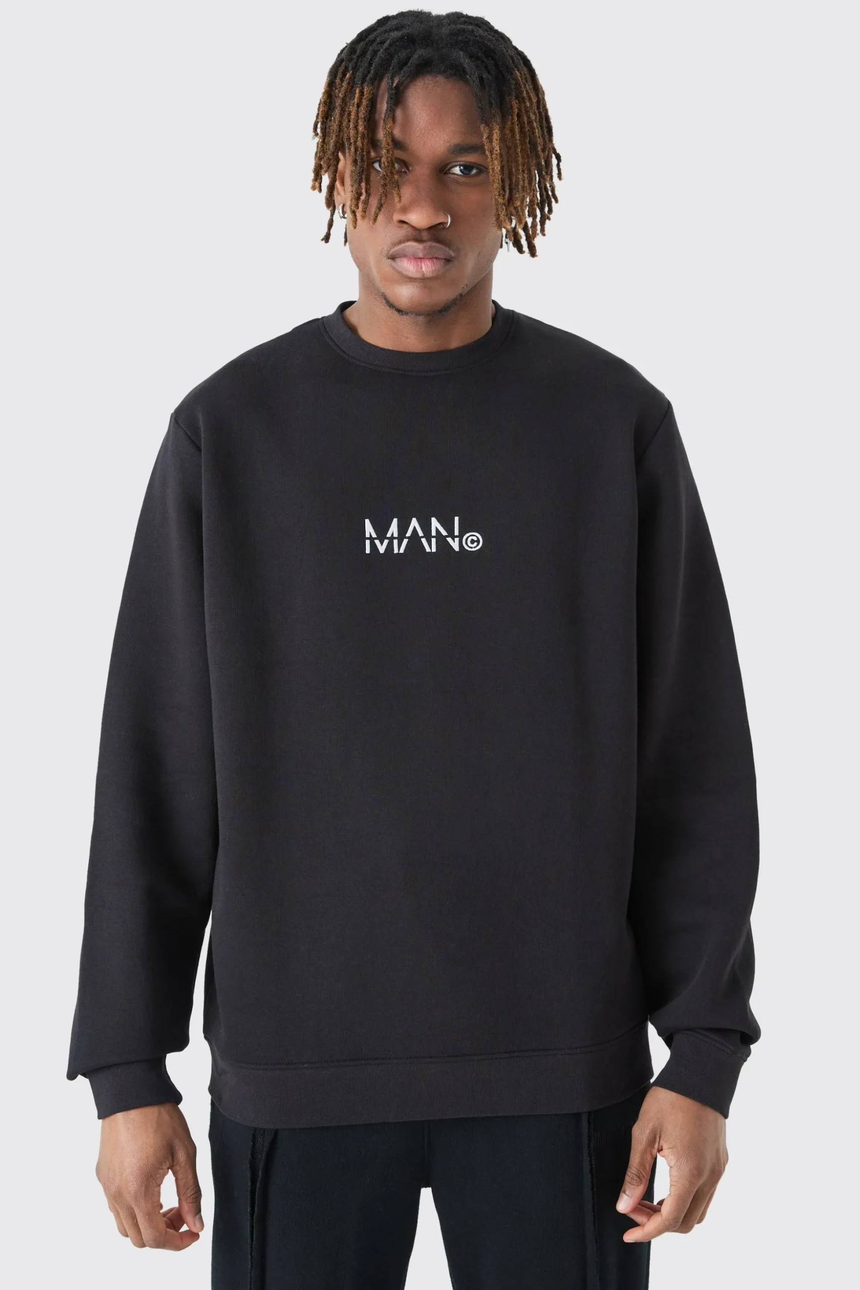 Tall Man Dash Crew Neck Sweatshirt In Black | BoohooMAN UK