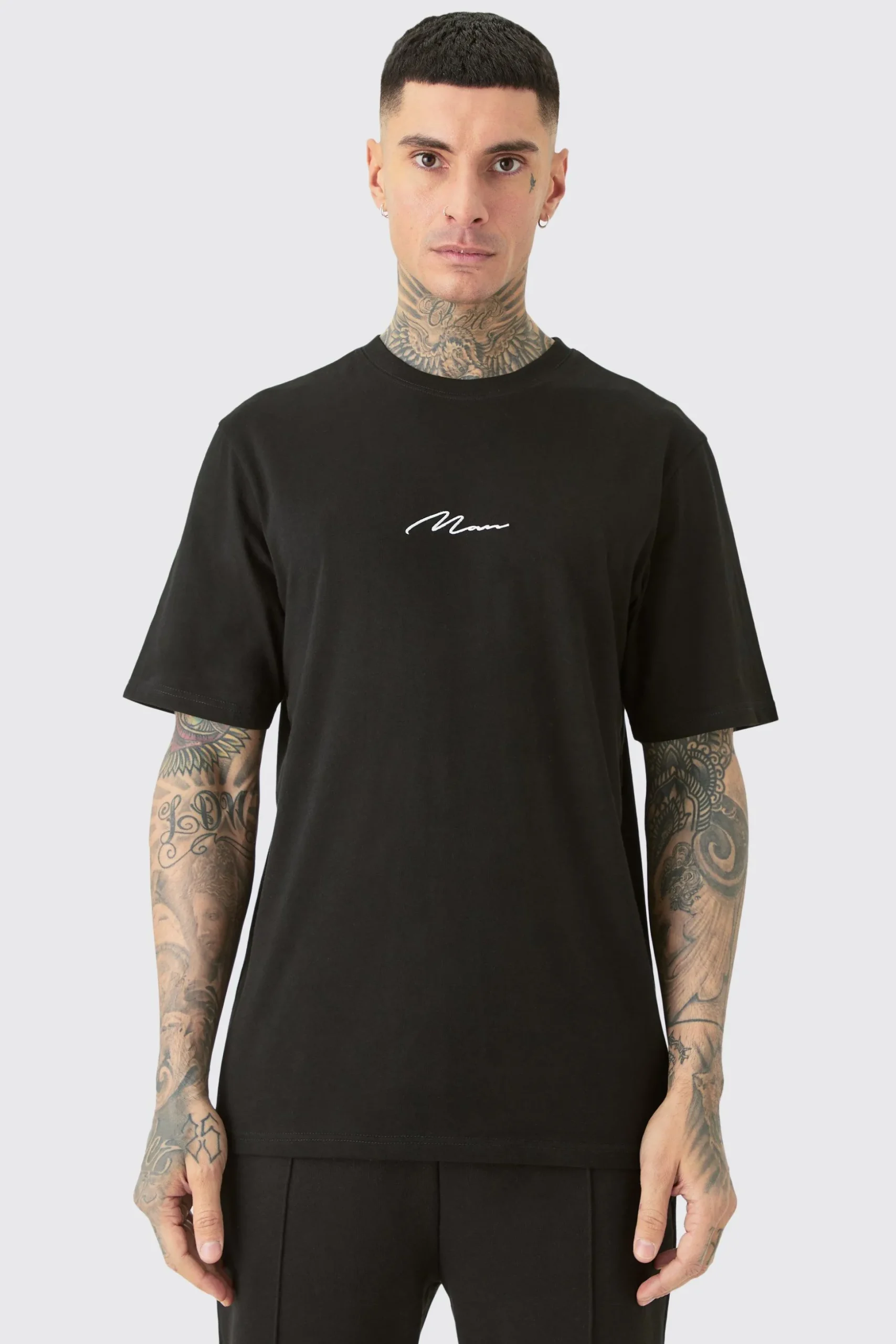Tall Man Signature Embroidered T-shirt | BoohooMAN UK