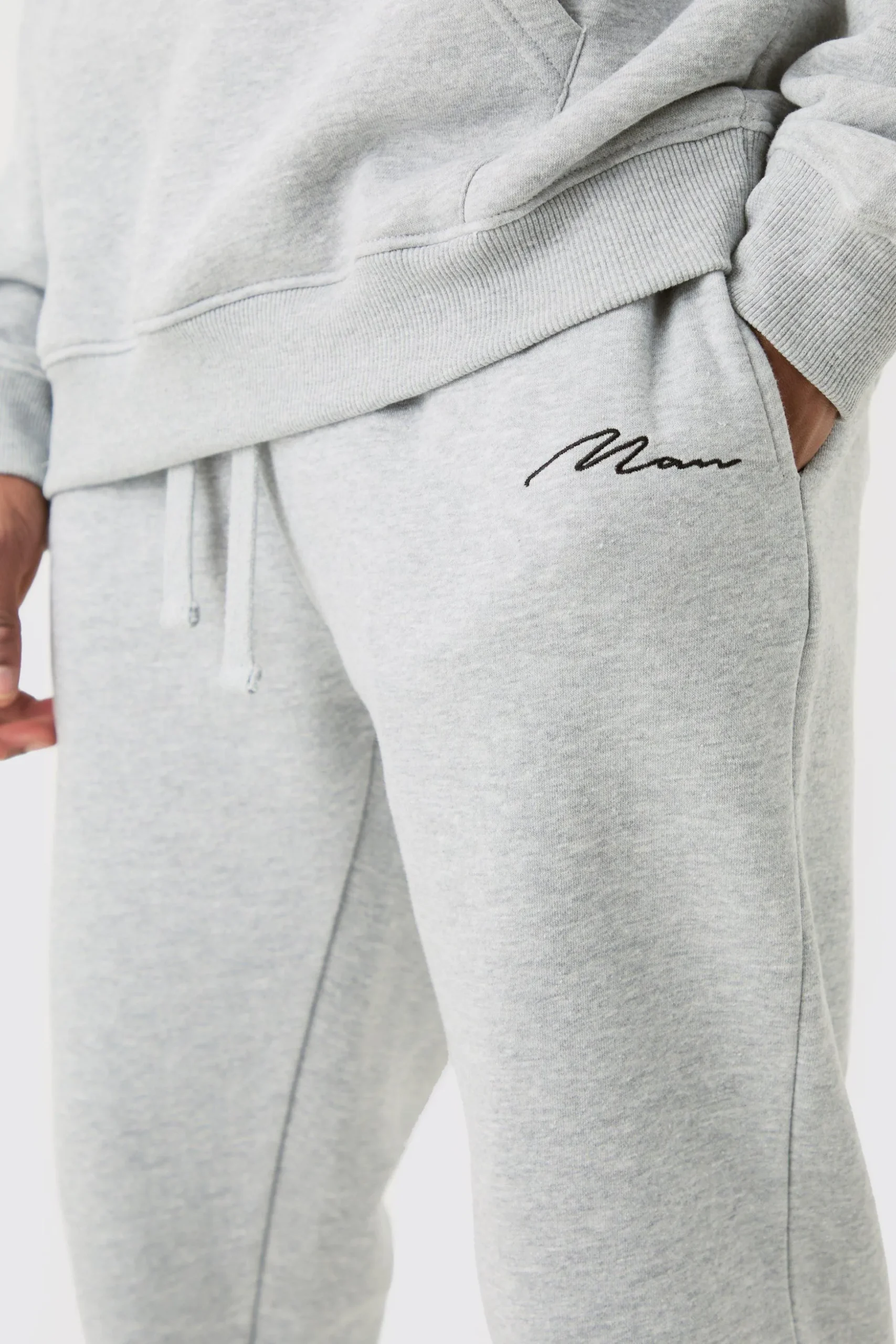 Tall Man Signature Skinny Fit Jogger In Grey Marl | BoohooMAN UK