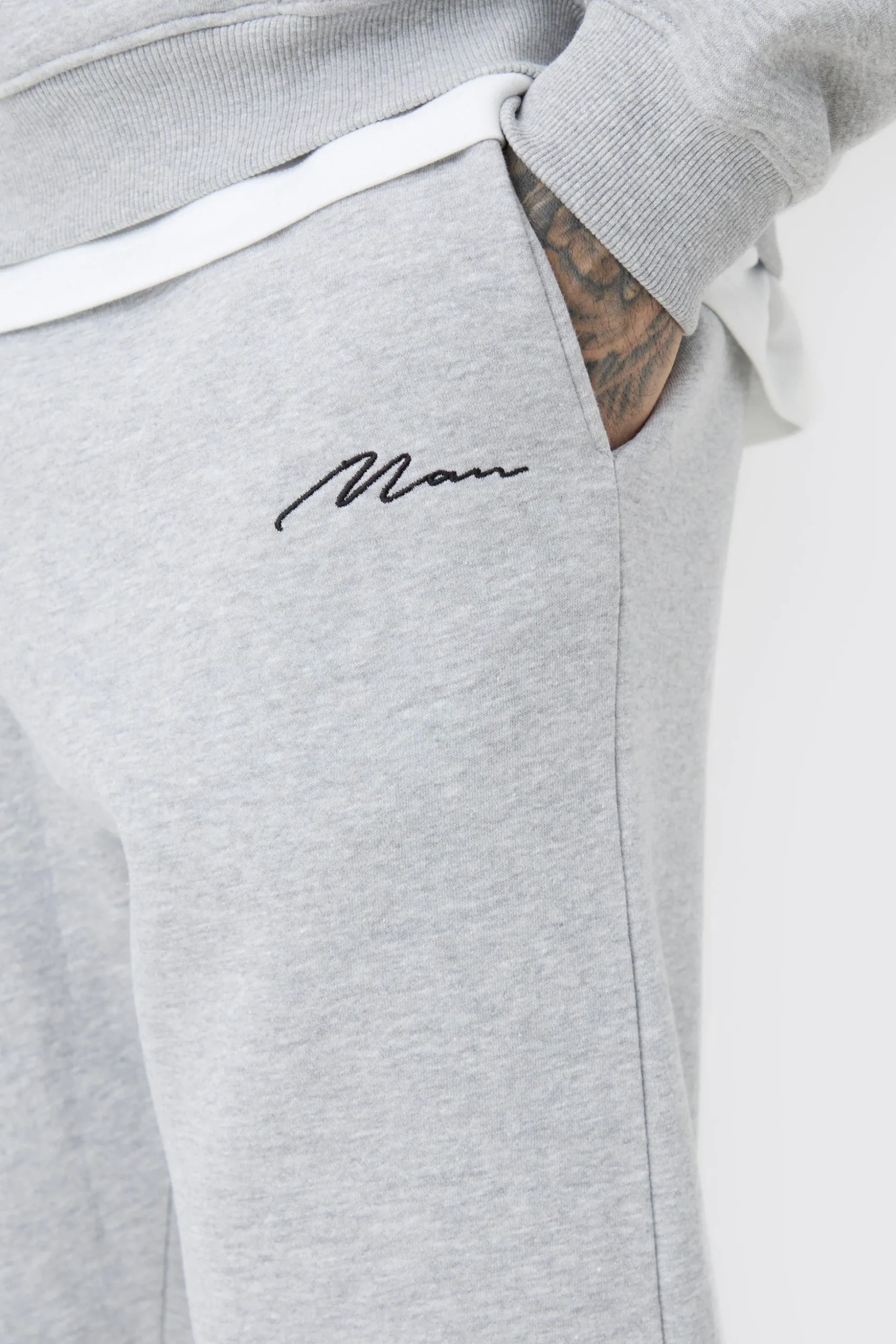 Tall Man Signature Slim Fit Jogger In Grey Marl | BoohooMAN UK