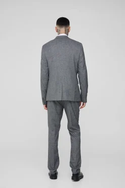 Tall Mini Dogtooth Single Breasted Slim Fit Suit Jacket | BoohooMAN UK