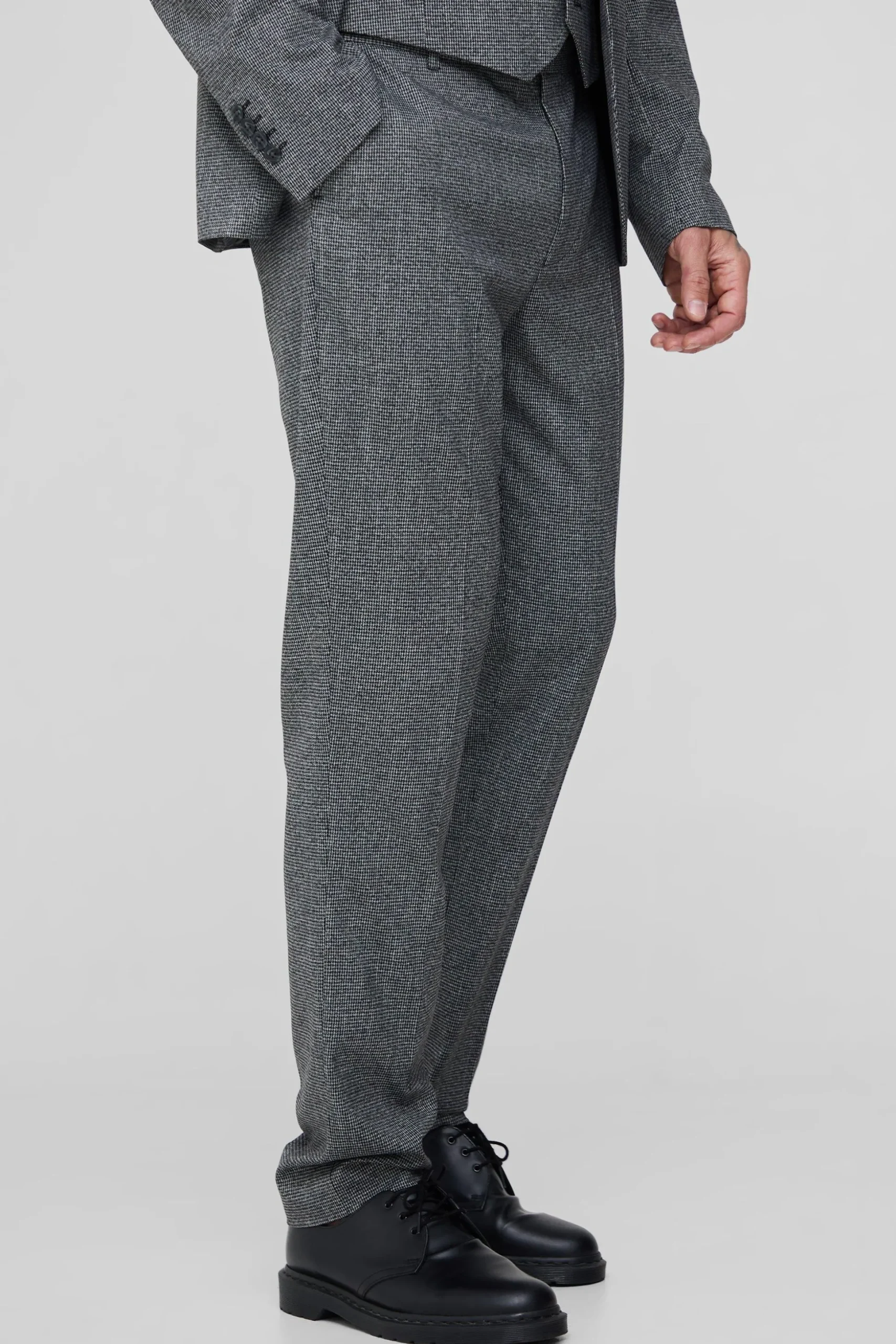 Tall Mini Dogtooth Slim Fit Suit Trouser | BoohooMAN UK