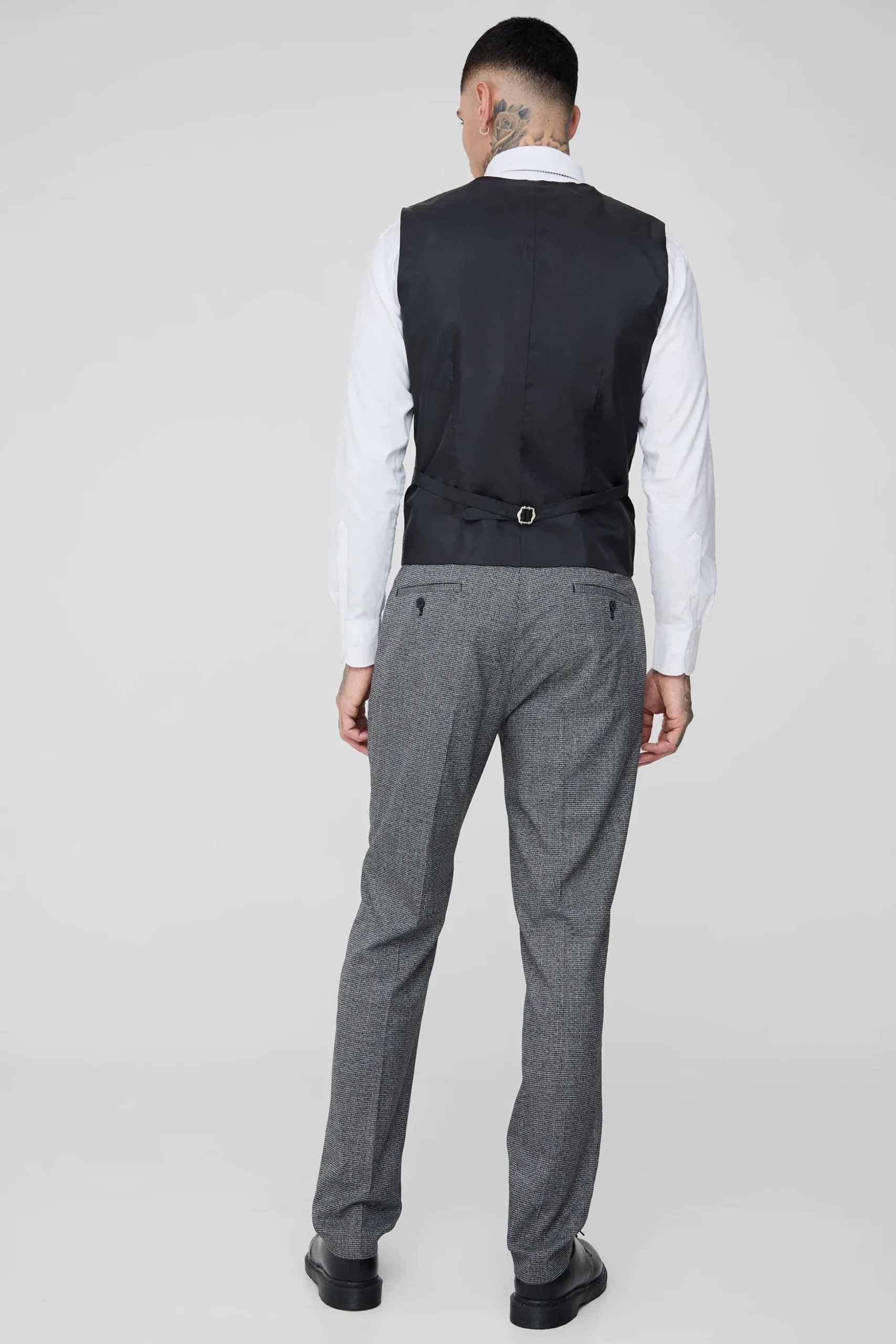 Tall Mini Dogtooth Slim Fit Suit Trouser | BoohooMAN UK