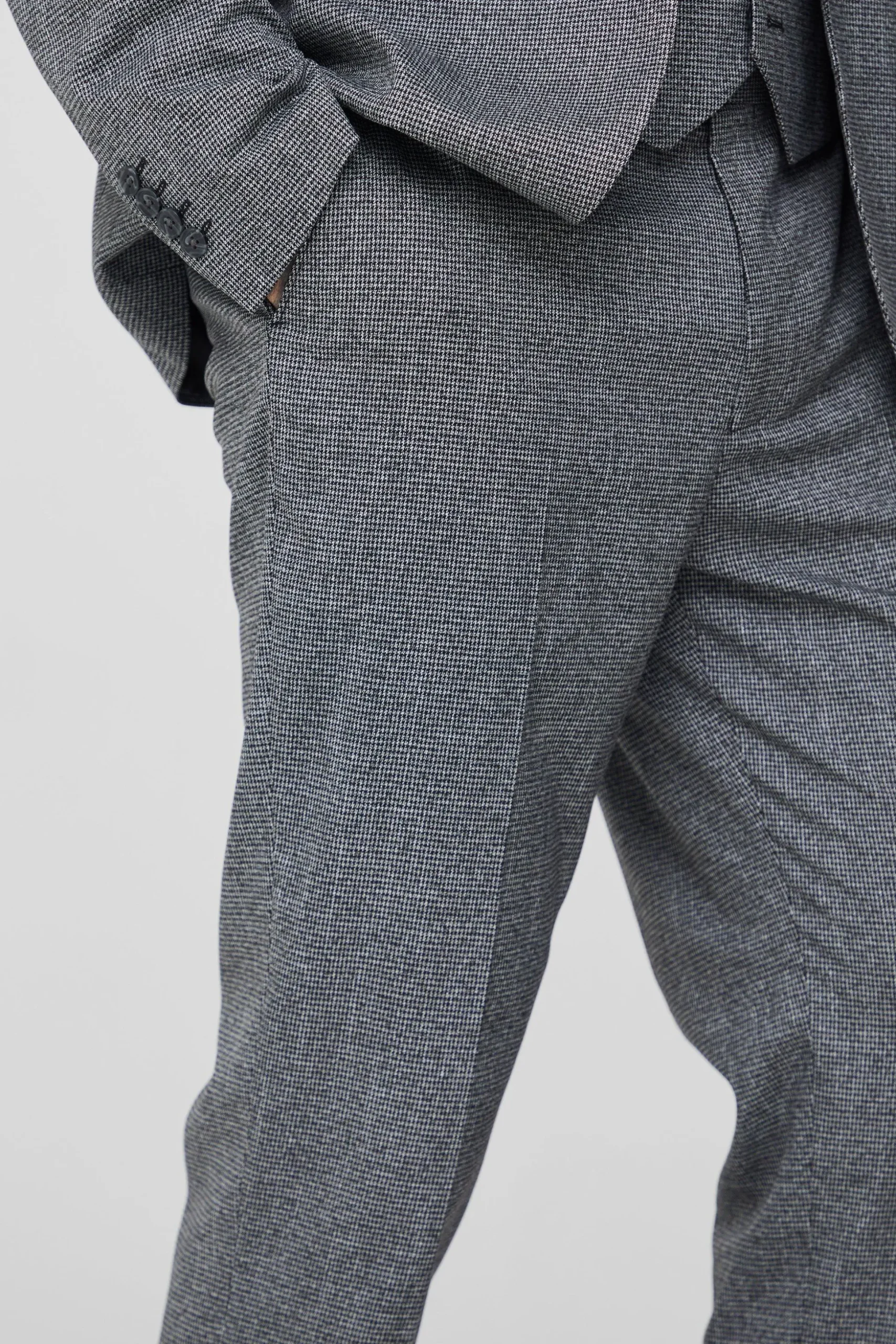 Tall Mini Dogtooth Slim Fit Suit Trouser | BoohooMAN UK