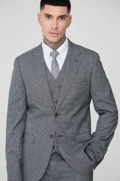 Tall Mini Dogtooth Slim Fit Suit | BoohooMAN UK
