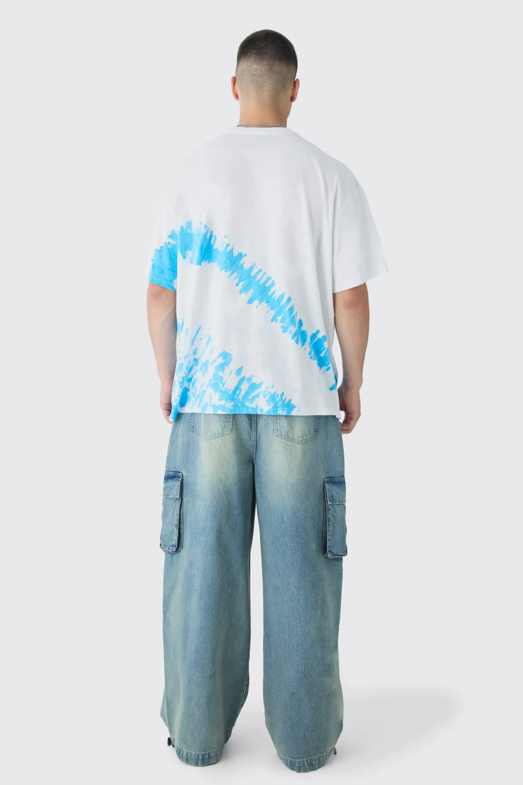 Tall Monaco Tie Dye Printed T-shirt In White | BoohooMAN UK