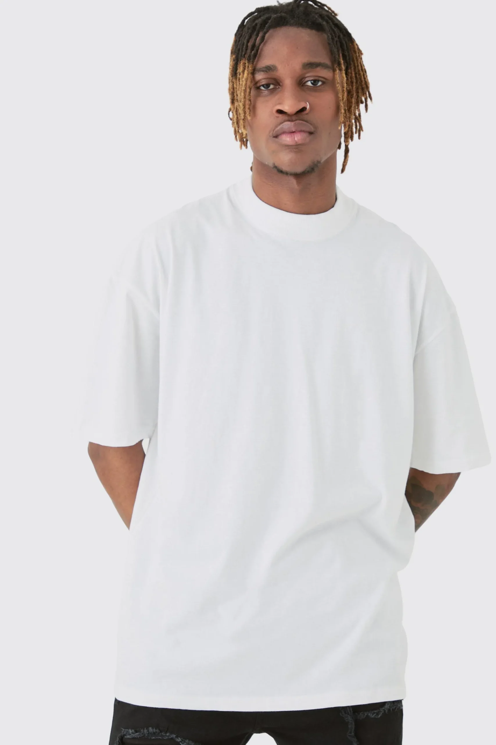 Tall Mono Floral Back Print T-shirt In White | BoohooMAN UK