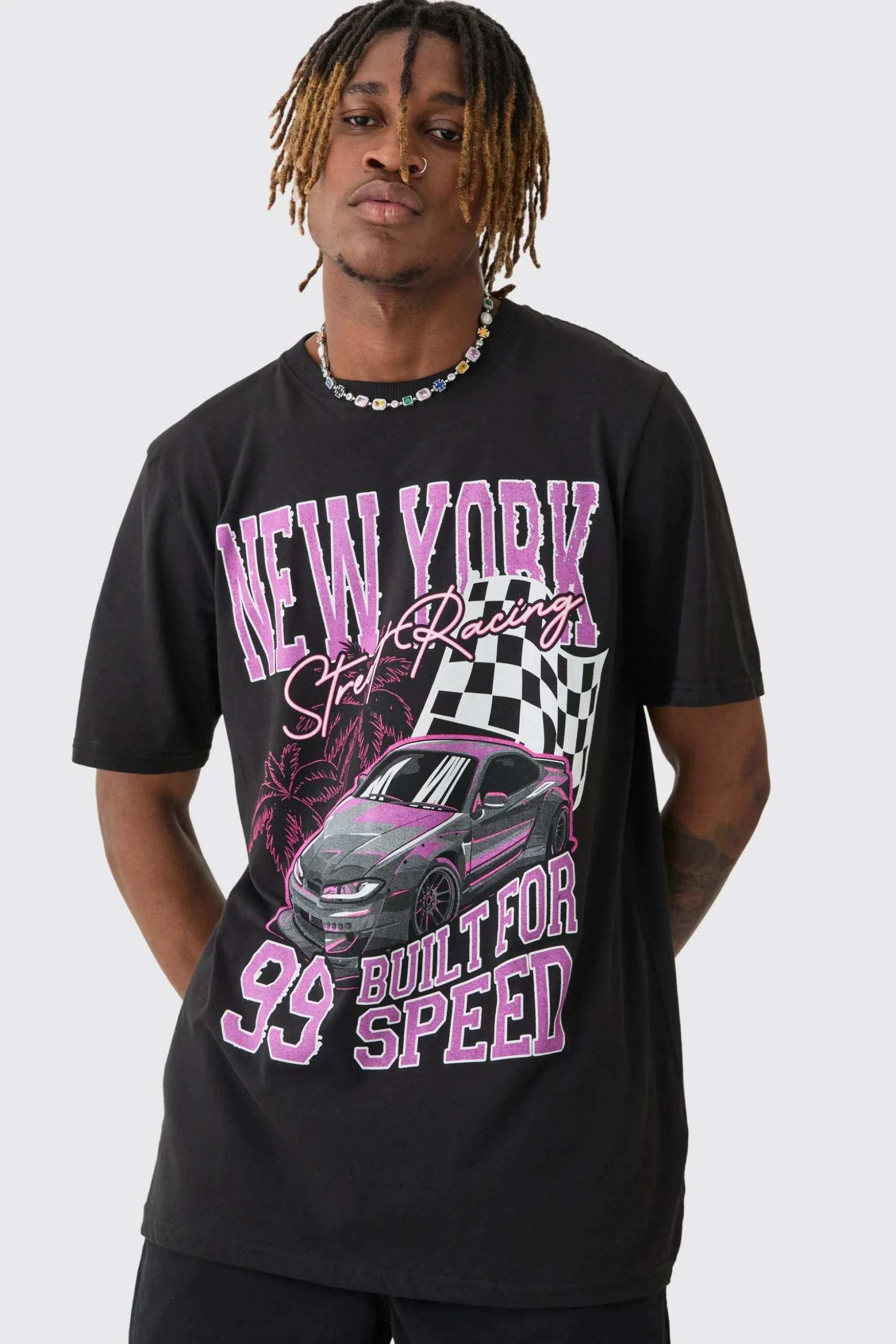 Tall New York Moto Print T-shirt | BoohooMAN UK