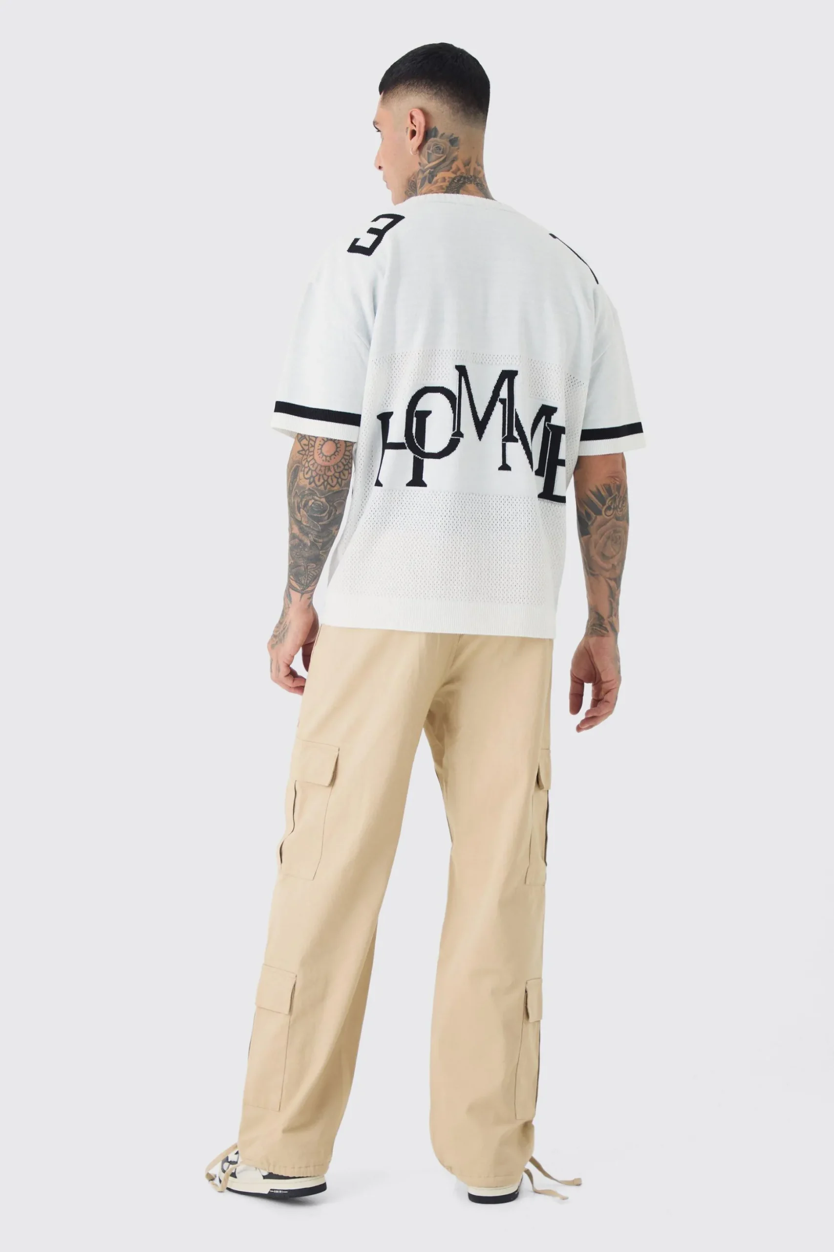 Tall Open Stitch Varsity Jumper | BoohooMAN UK
