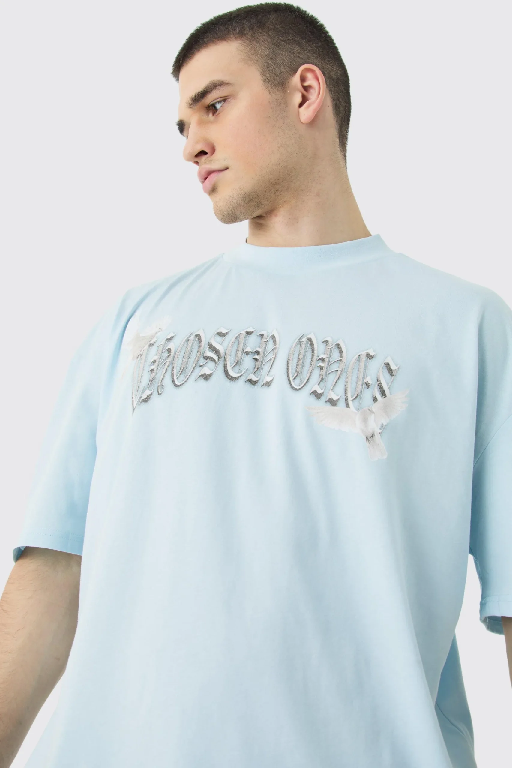Tall Oversized Boxy Extended Neck Bird T-shirt | BoohooMAN UK