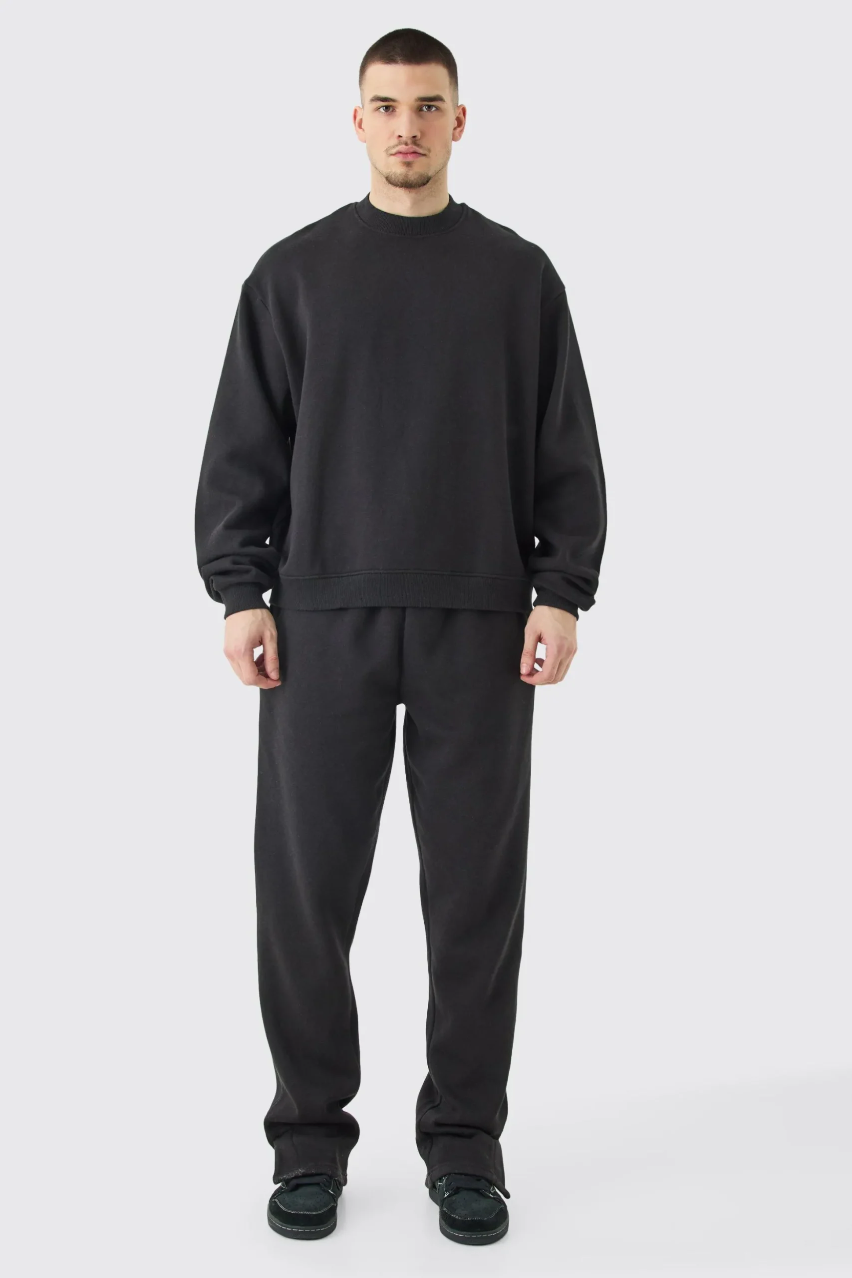 Tall Oversized Boxy Sweatshirt Tracksuit | BoohooMAN UK