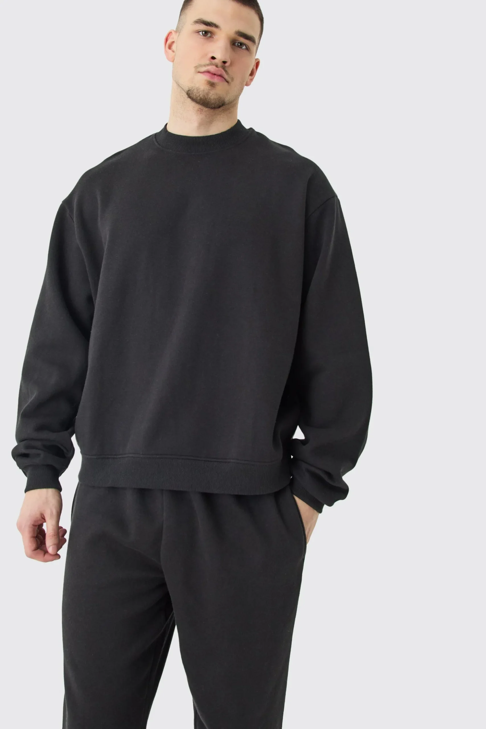 Tall Oversized Boxy Sweatshirt Tracksuit | BoohooMAN UK