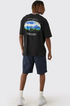 Tall Oversized California Landscape Back Print T-shirt | BoohooMAN UK