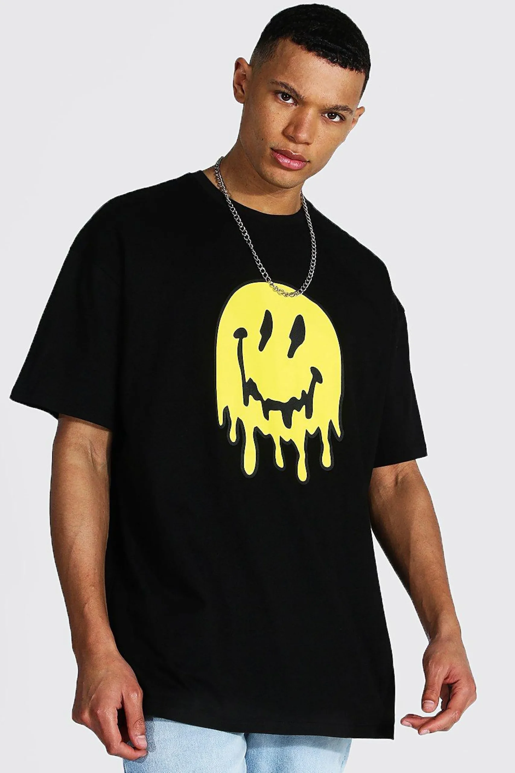 Tall Oversized Drip Face T-shirt | BoohooMAN UK