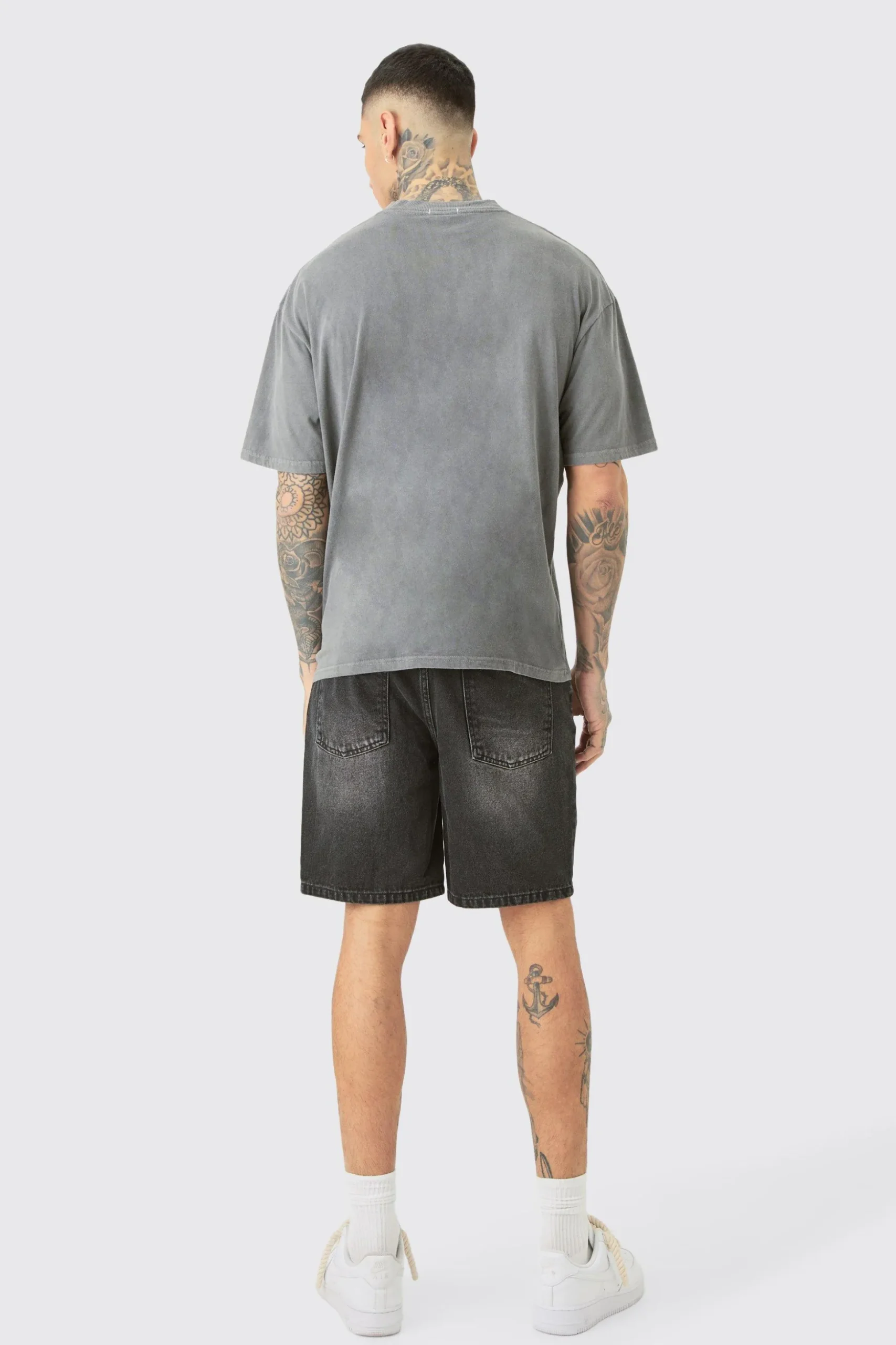 Tall Oversized Homme Cross T-shirt In Grey | BoohooMAN UK