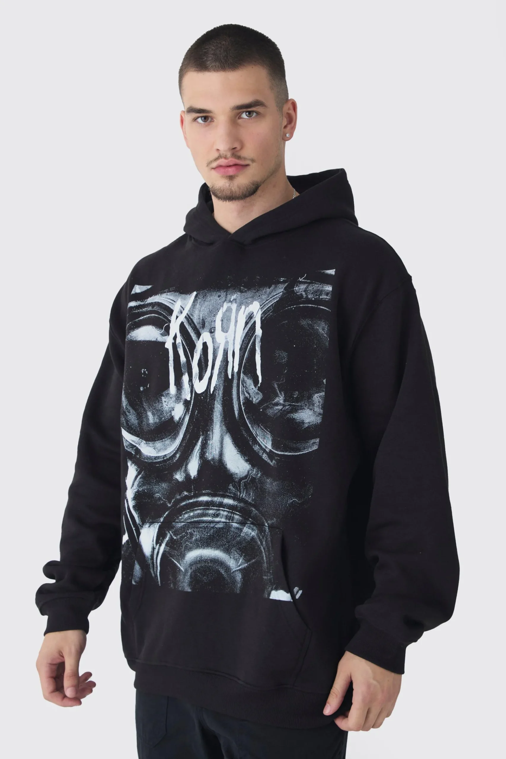 Tall Oversized Korn License Hoodie | BoohooMAN UK
