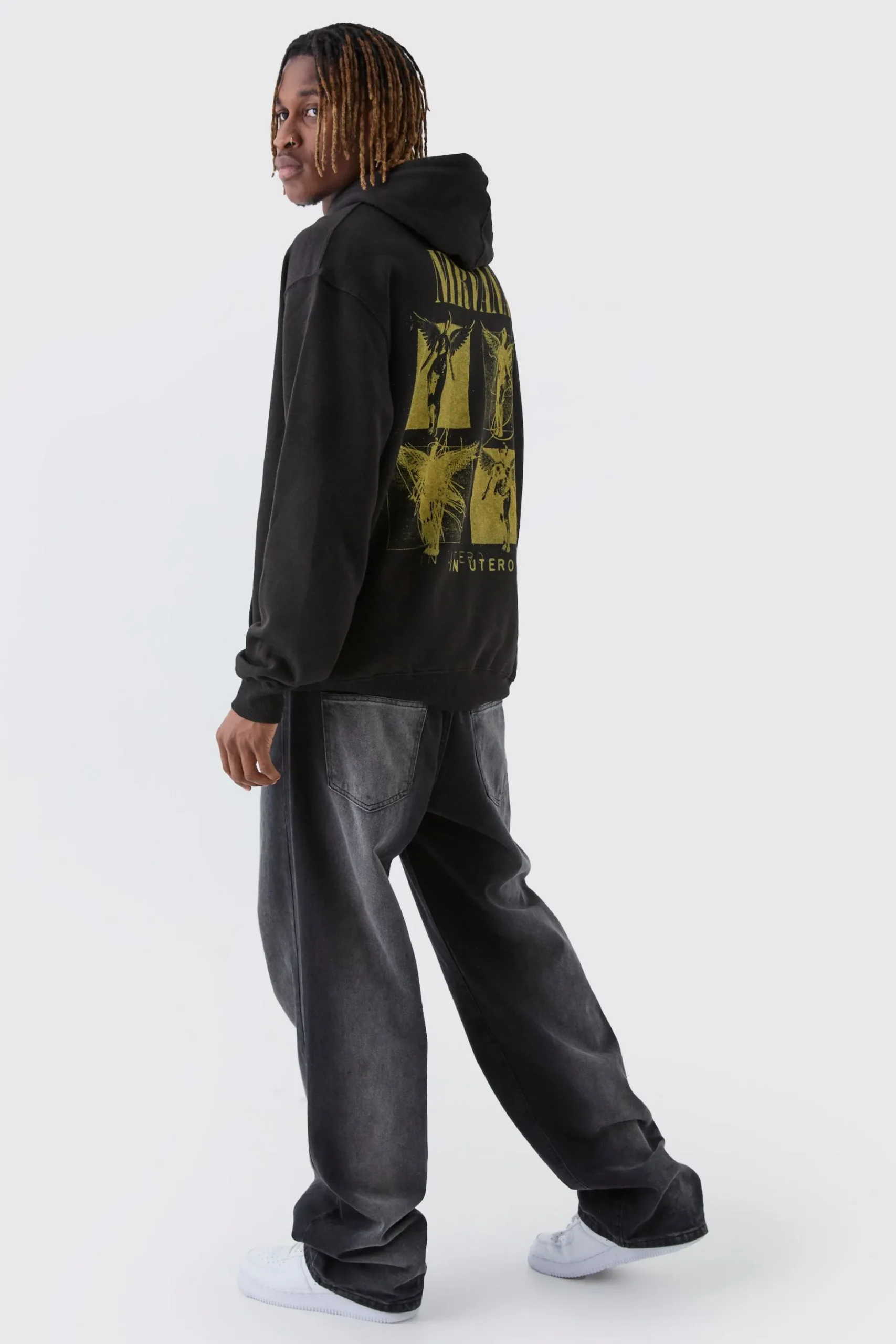 Tall Oversized Nirvana License Print Hoodie | BoohooMAN UK