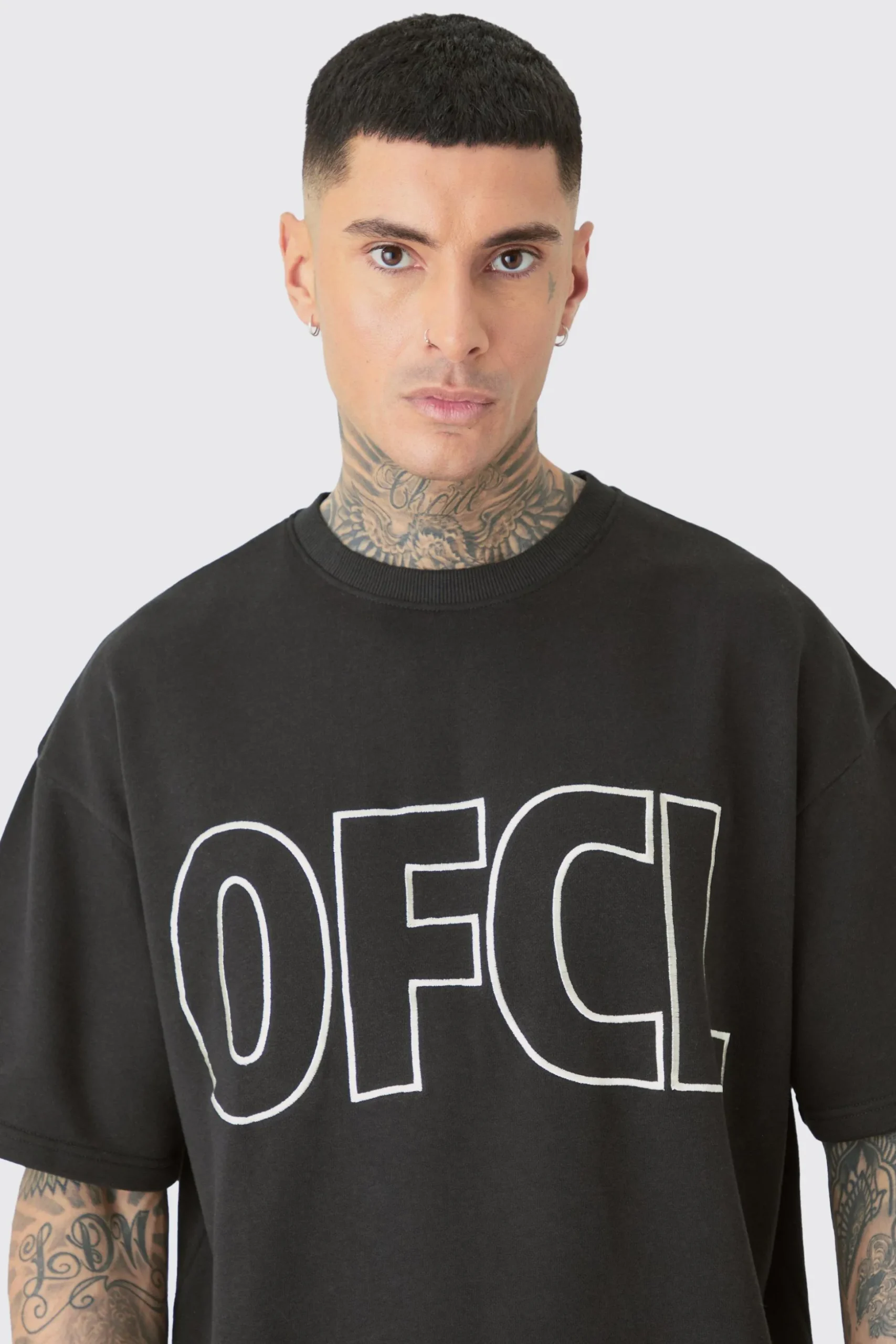 Tall Oversized OFCL Embroidered T-Shirt | BoohooMAN UK