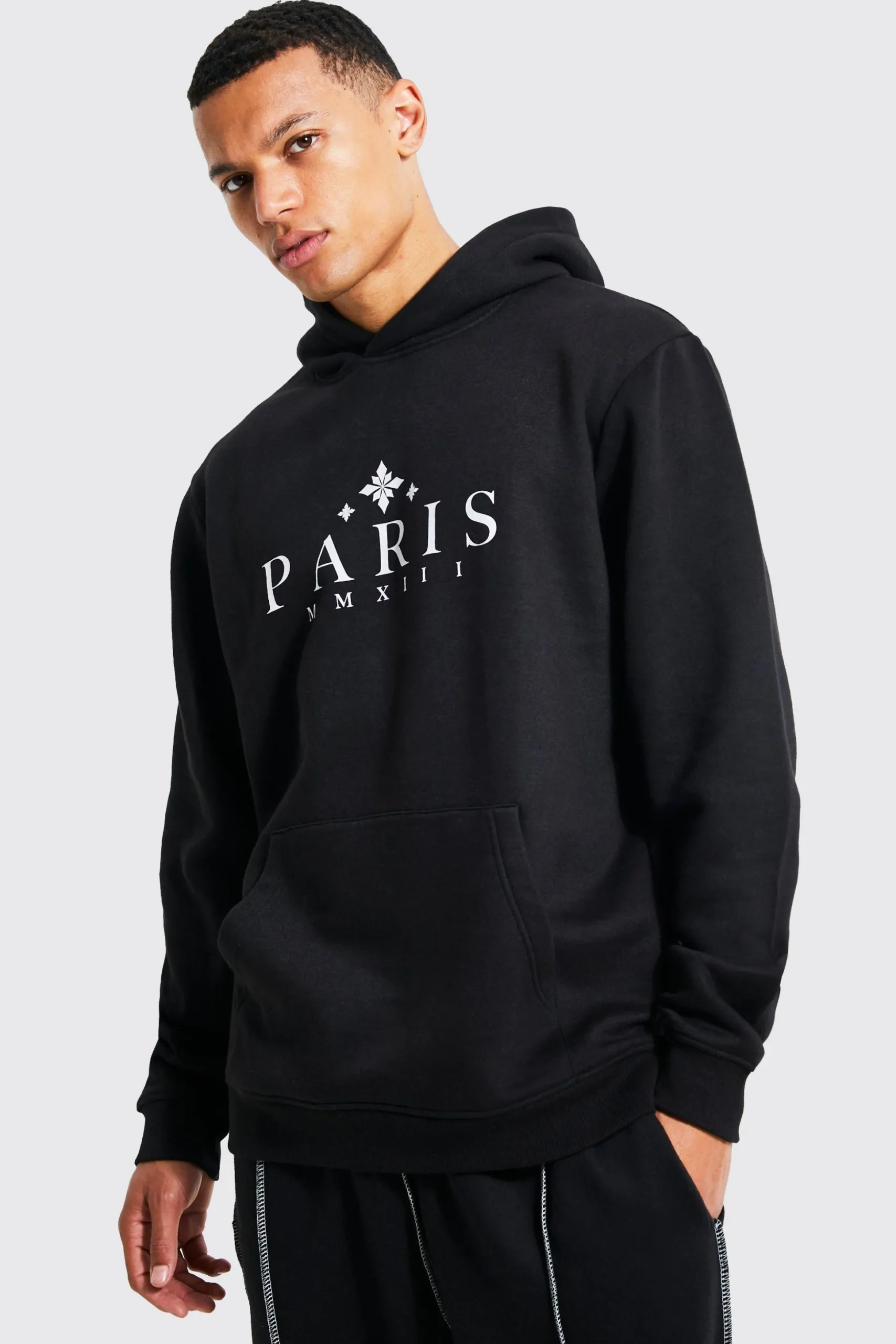 Tall Paris City Print Hoodie | BoohooMAN UK
