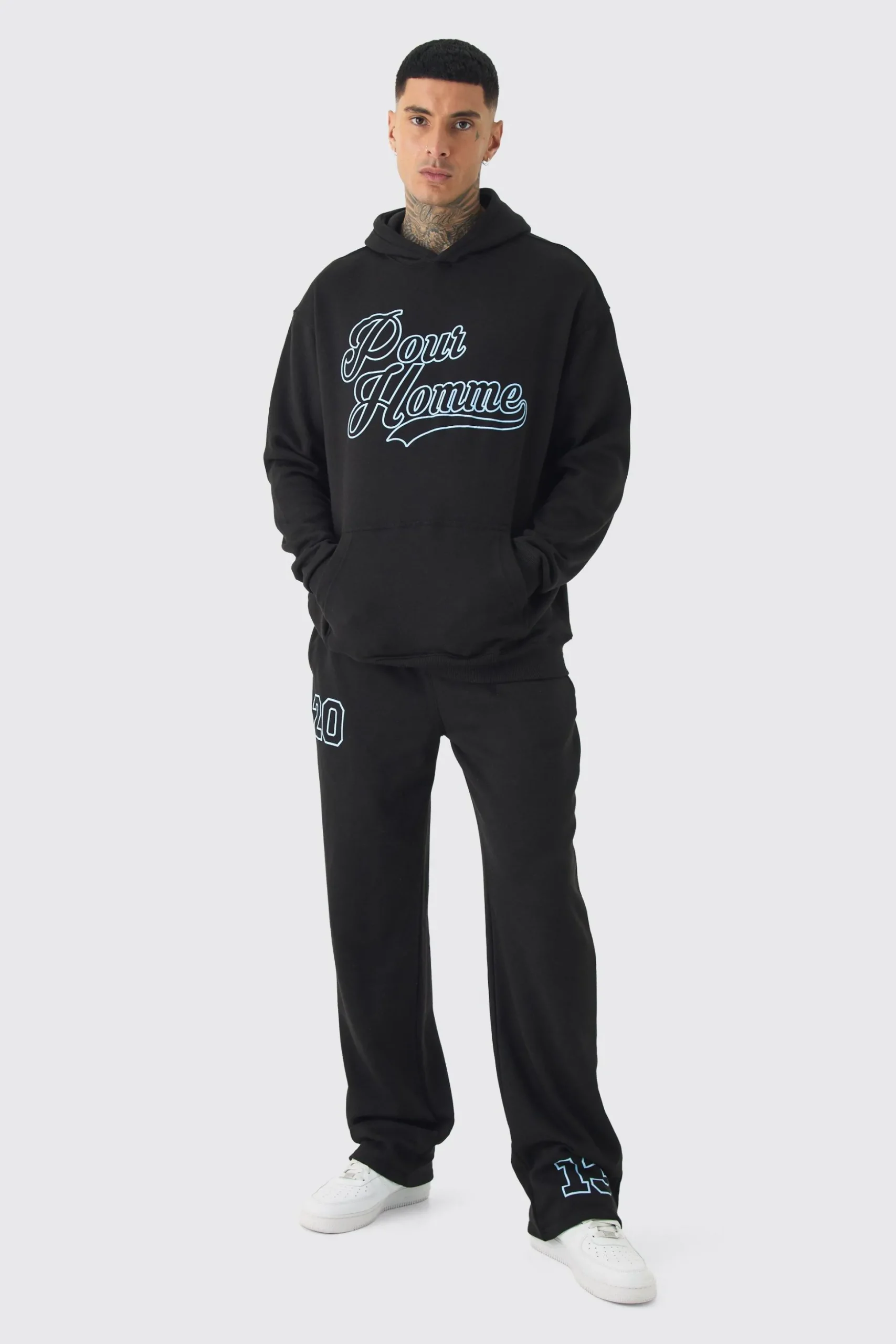 Tall Pour Homme Varisty Hoodie & Relaxed Fit Jogger Tracksuit | BoohooMAN UK