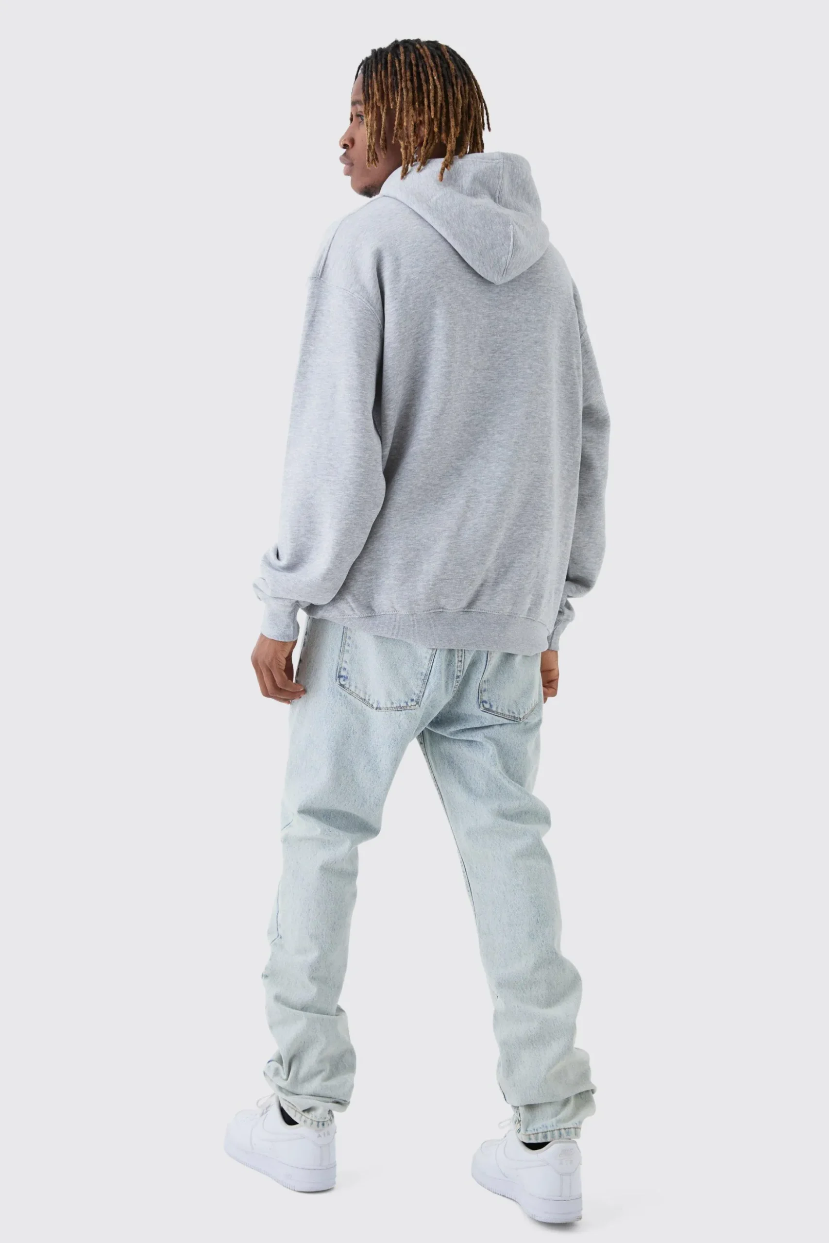 Tall Puff Print Off The Grid Overdyed Hoodie | BoohooMAN UK