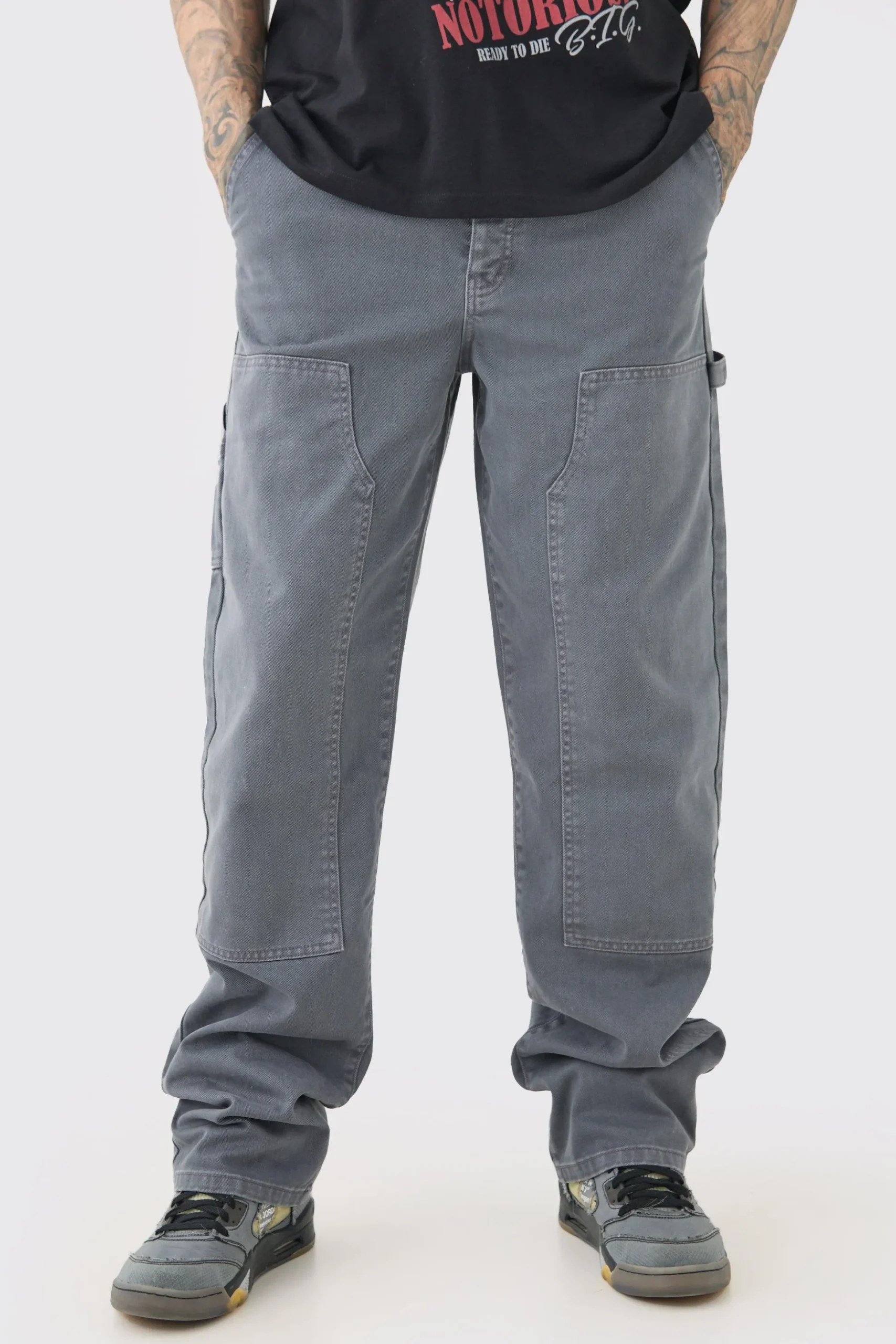 Tall Relaxed Overdye Carpenter Trouser | BoohooMAN UK