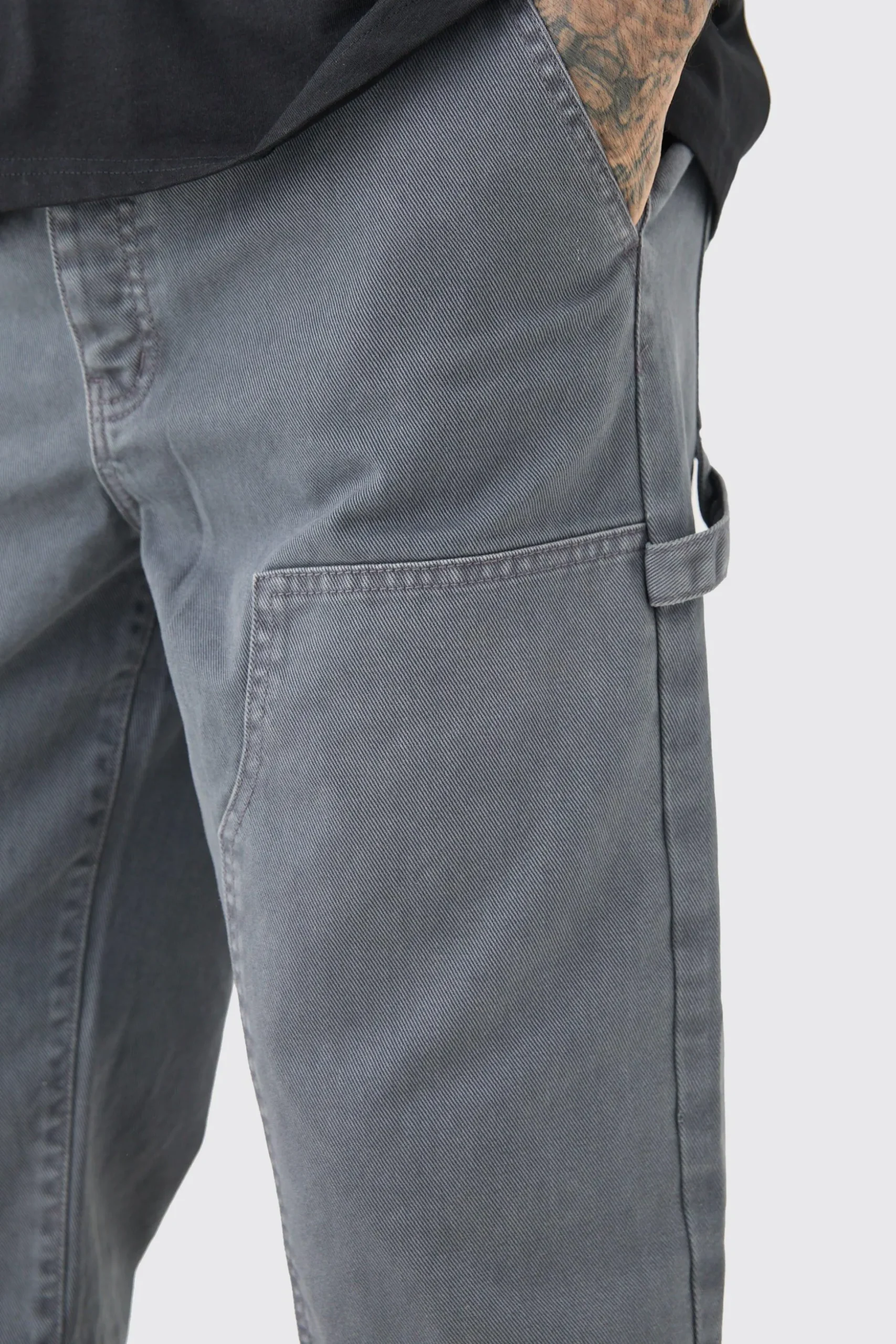 Tall Relaxed Overdye Carpenter Trouser | BoohooMAN UK