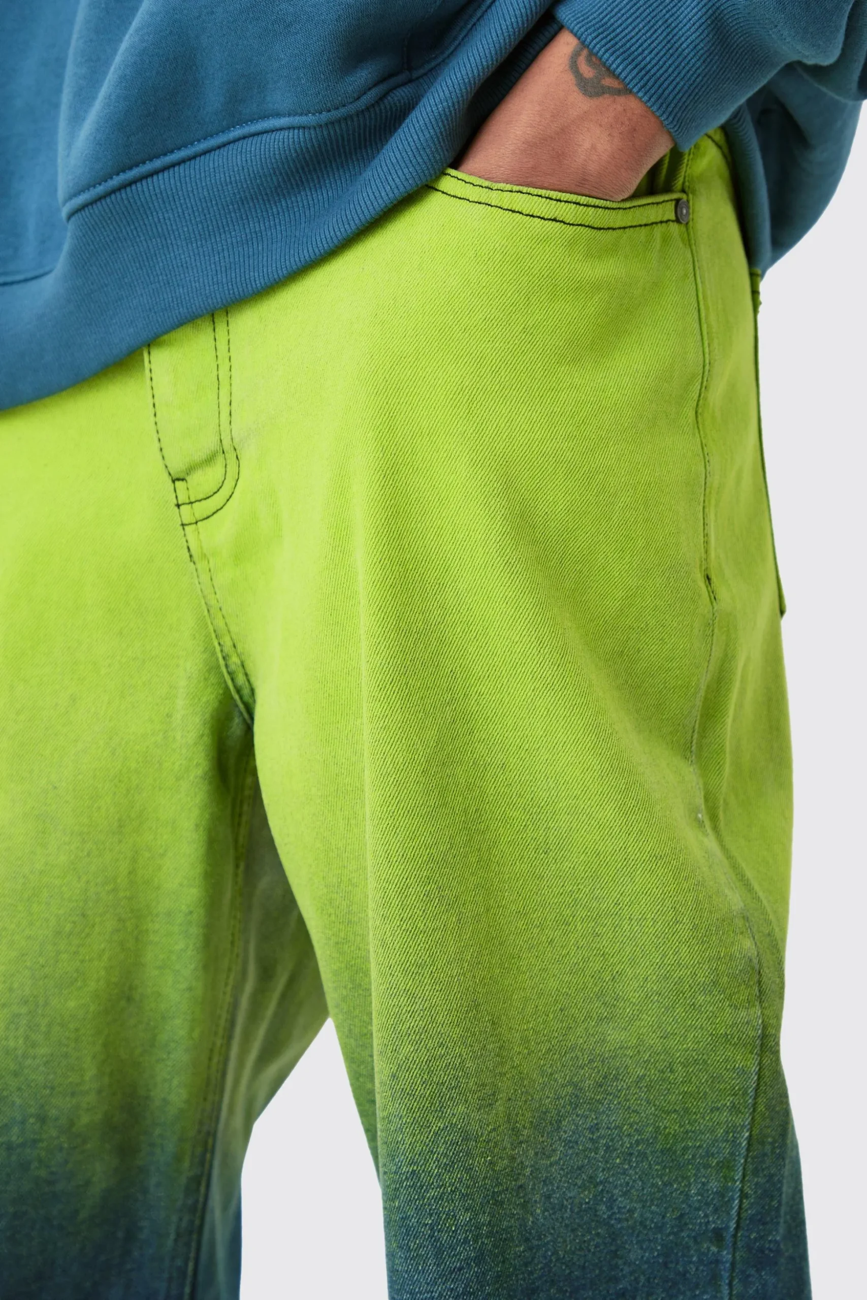 Tall Relaxed Rigid Ombre Jeans | BoohooMAN UK