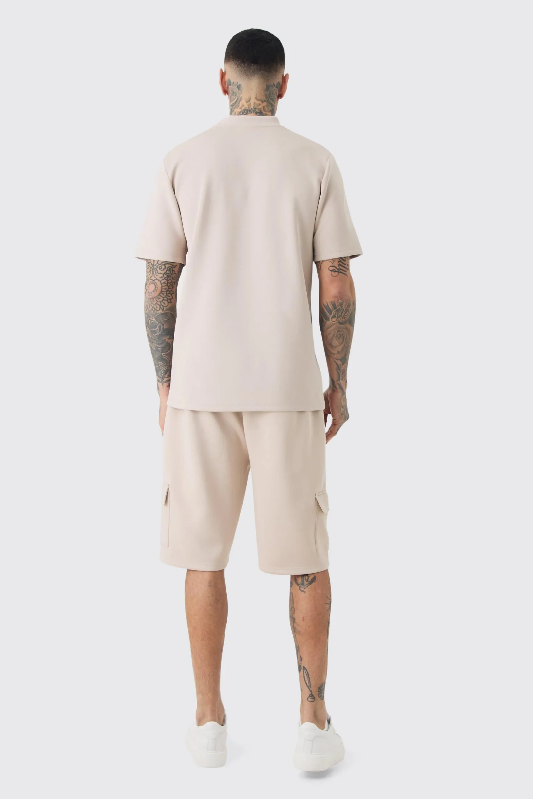 Tall Scuba Extended Neck Pocket T-shirt & Cargo Short Set | BoohooMAN UK