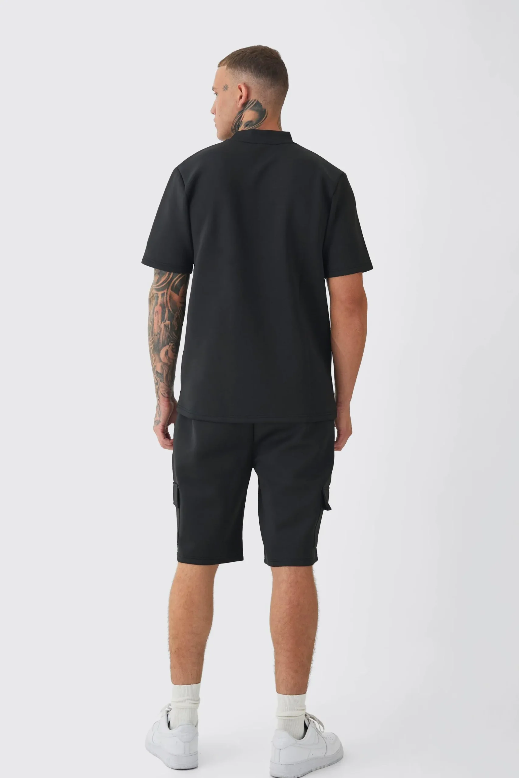 Tall Scuba Extended Neck Pocket T-shirt & Cargo Short Set | BoohooMAN UK