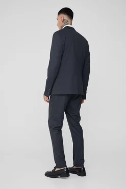 Tall Slim Fit Charcoal Check Suit In Charcoal | BoohooMAN UK
