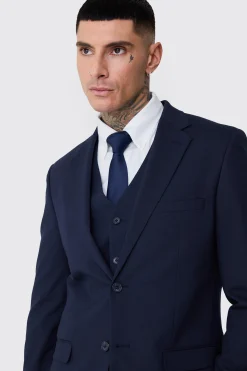 Tall Slim Fit Suit In Navy | BoohooMAN UK