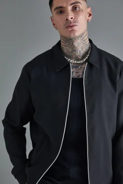 Tall Smart Bomber And Trouser Set In Black | BoohooMAN UK