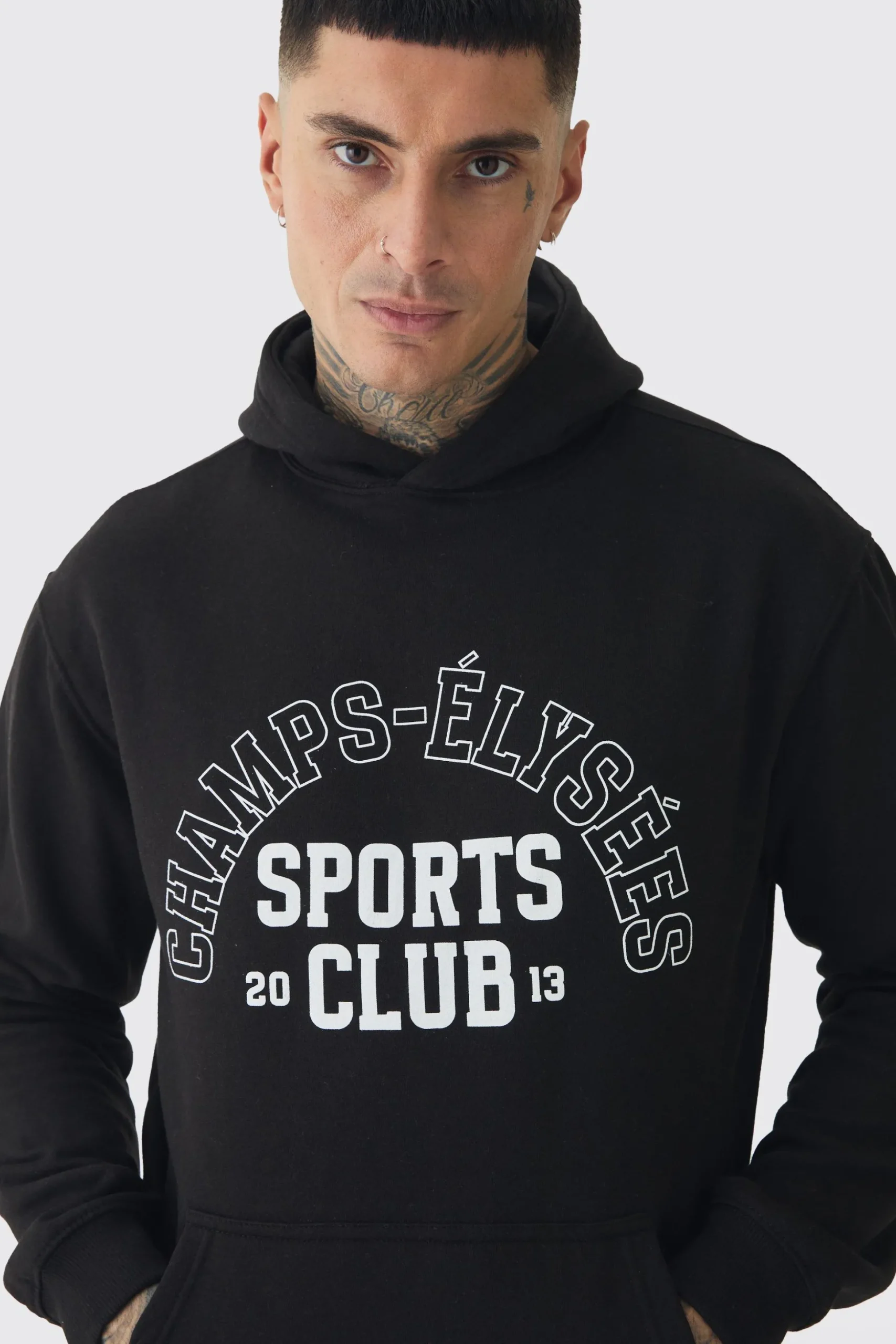 Tall Sports Club Varsity Oversized Hoodie | BoohooMAN UK