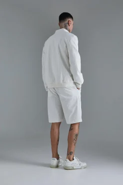 Tall Stripe Seersucker Smart Jacket And Short Set | BoohooMAN UK