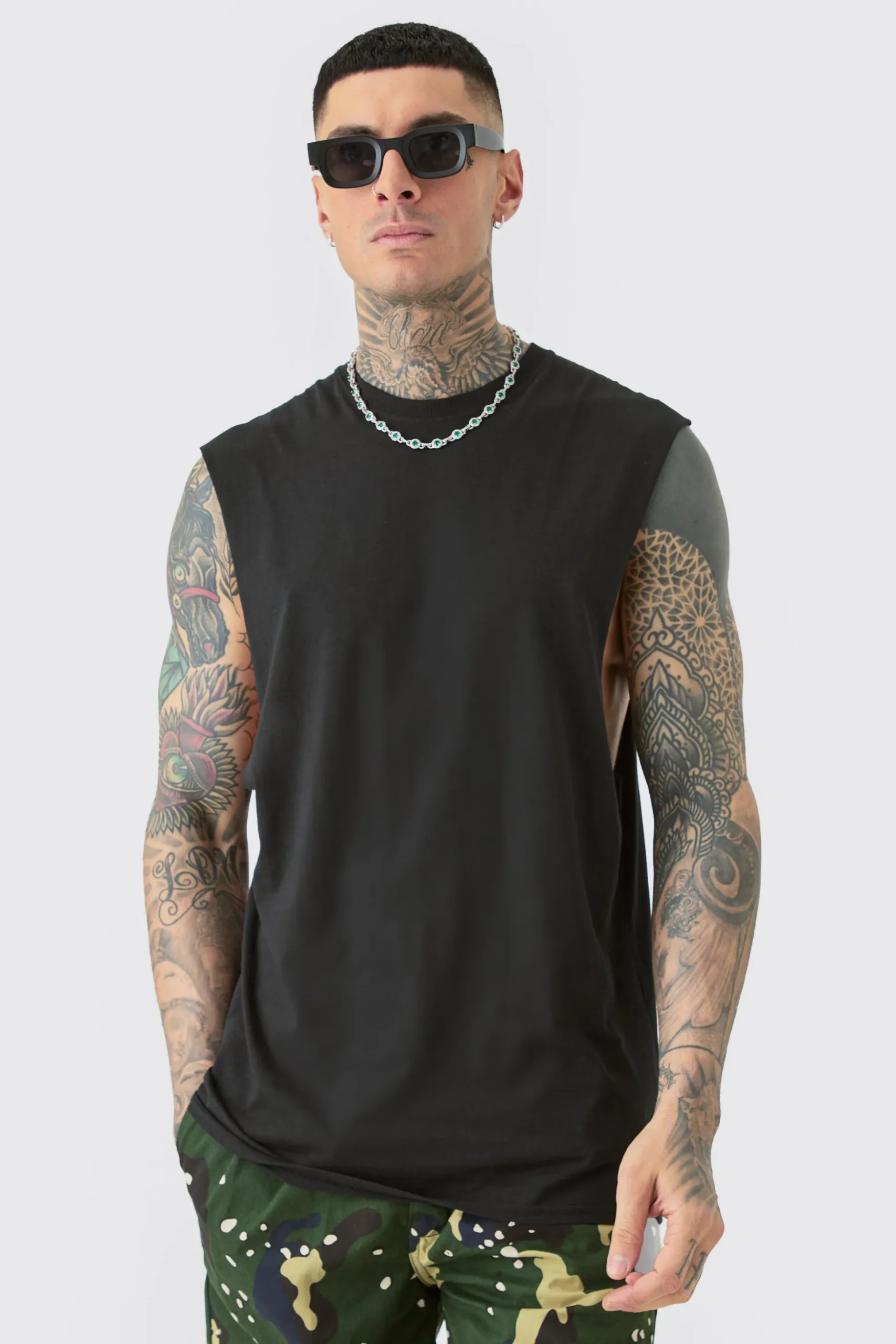 Tall Varsity San Diego Backprint Tank In Black | BoohooMAN UK