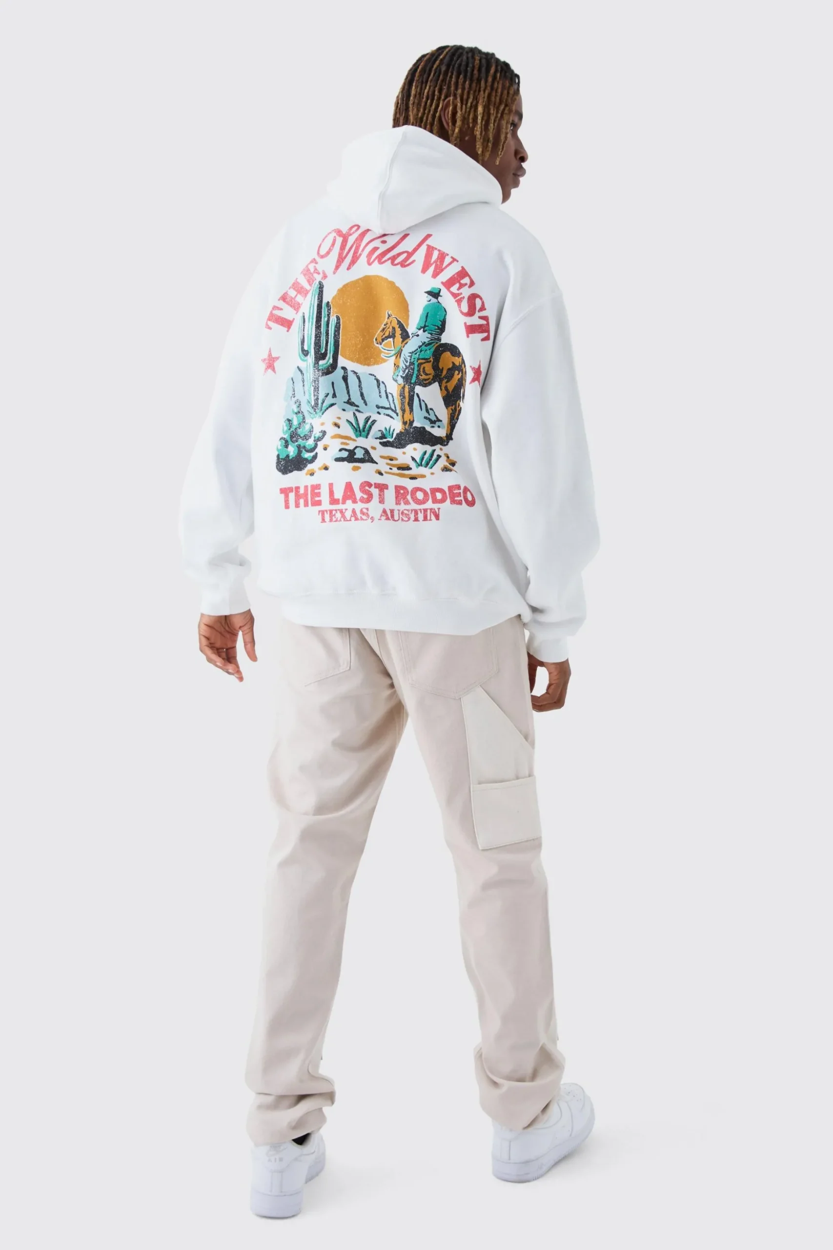 Tall Wild West Back Printed Oversized Hoodie | BoohooMAN UK